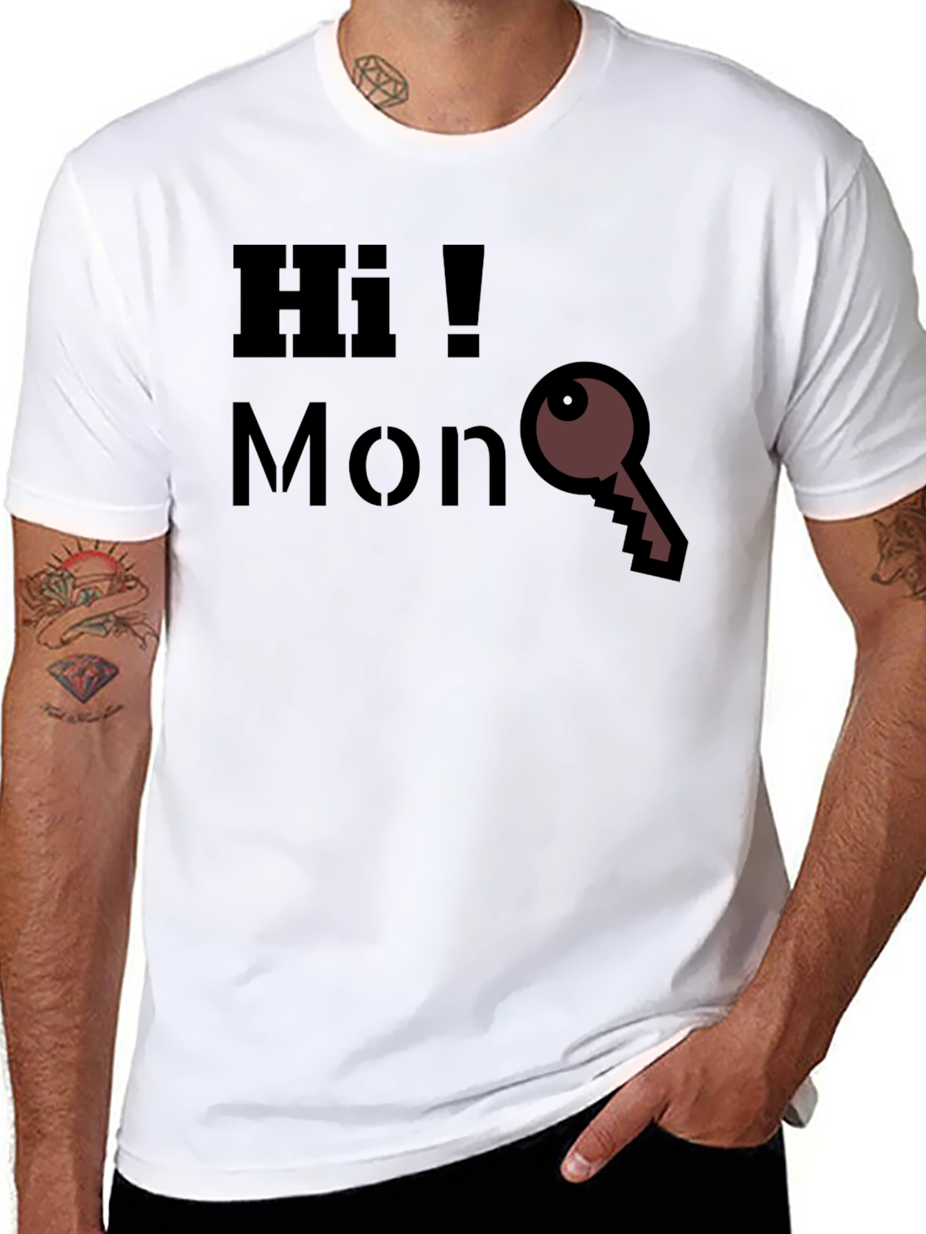 Hi MonKey Graphic T-Shirt - Casual Black Tee