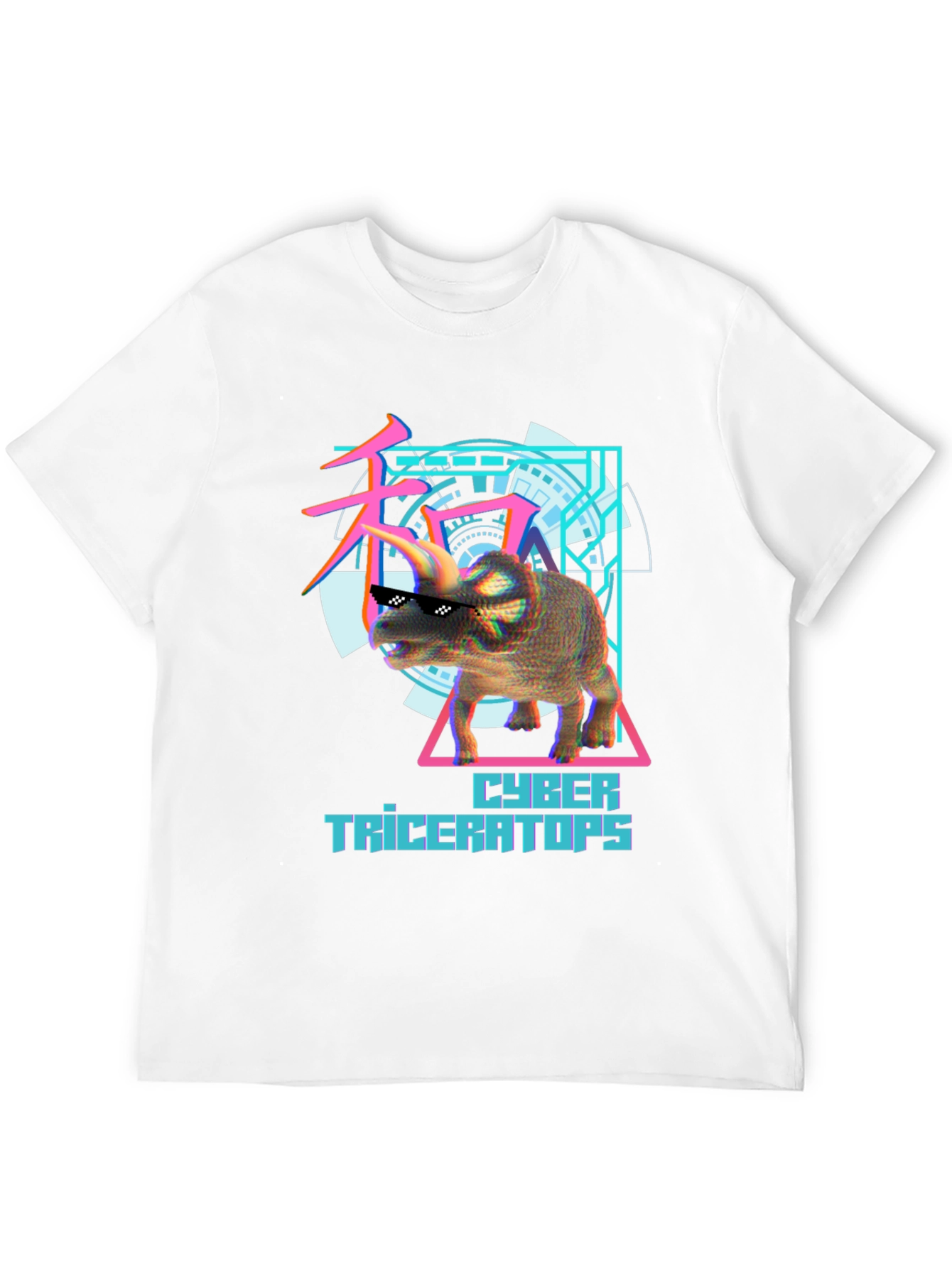 Cyber Triceratops Graphic Tee - Cool Dinosaur Shirt