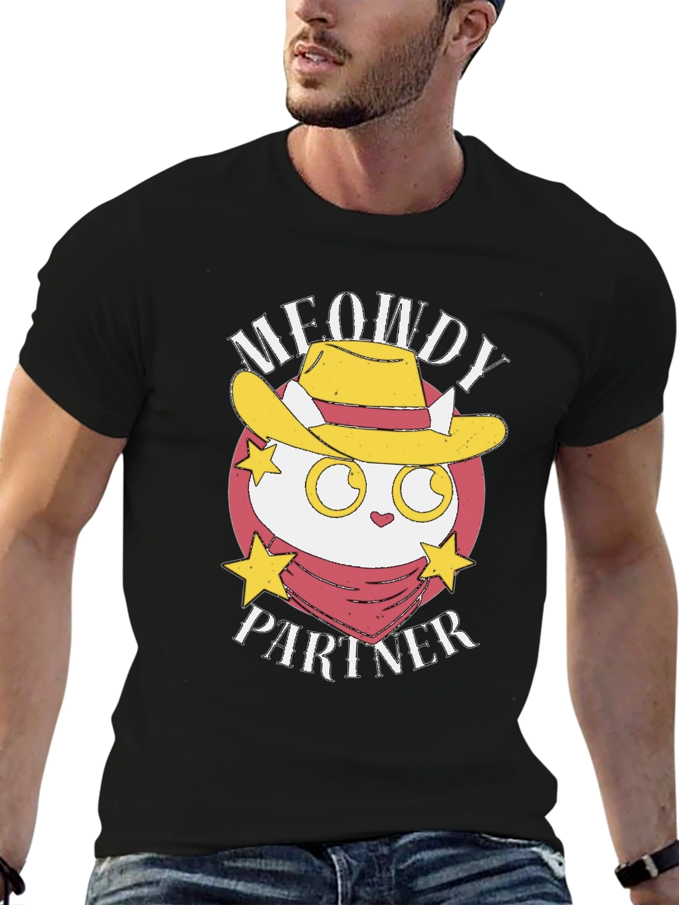 Meowdy Partner Black Graphic Tee