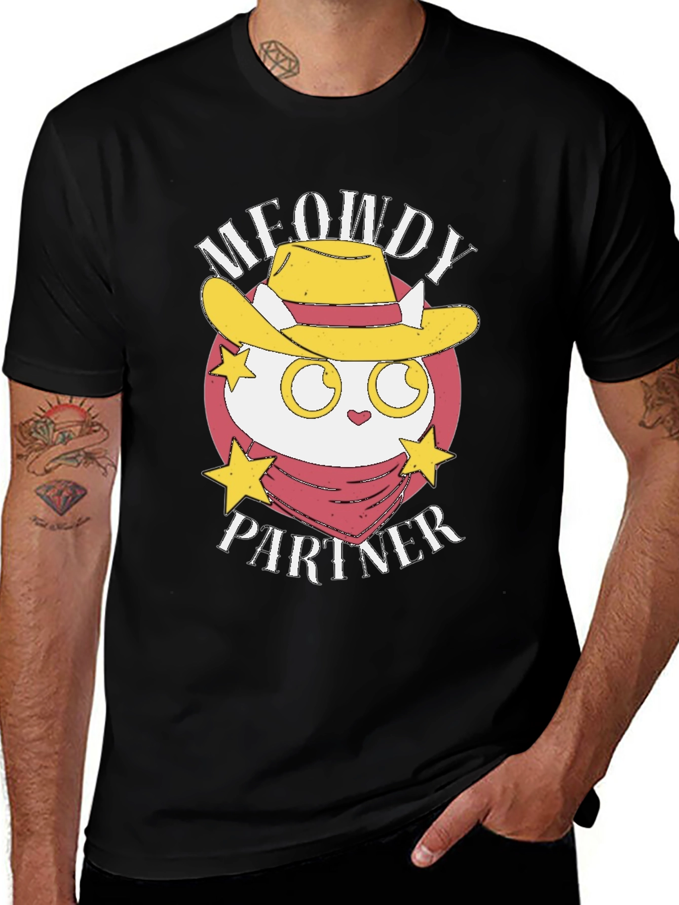 Meowdy Partner Black Graphic Tee