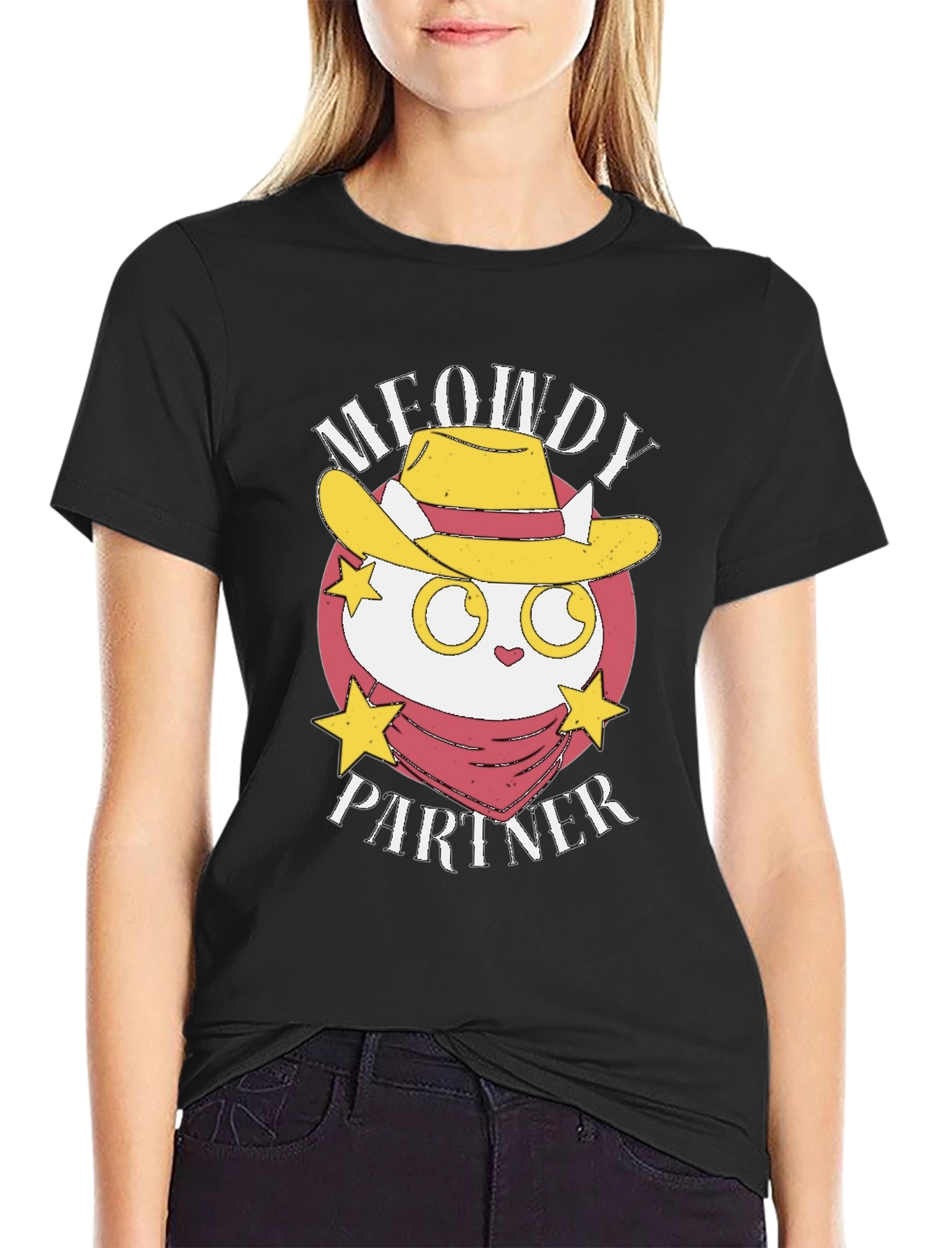 Meowdy Partner Black Graphic Tee