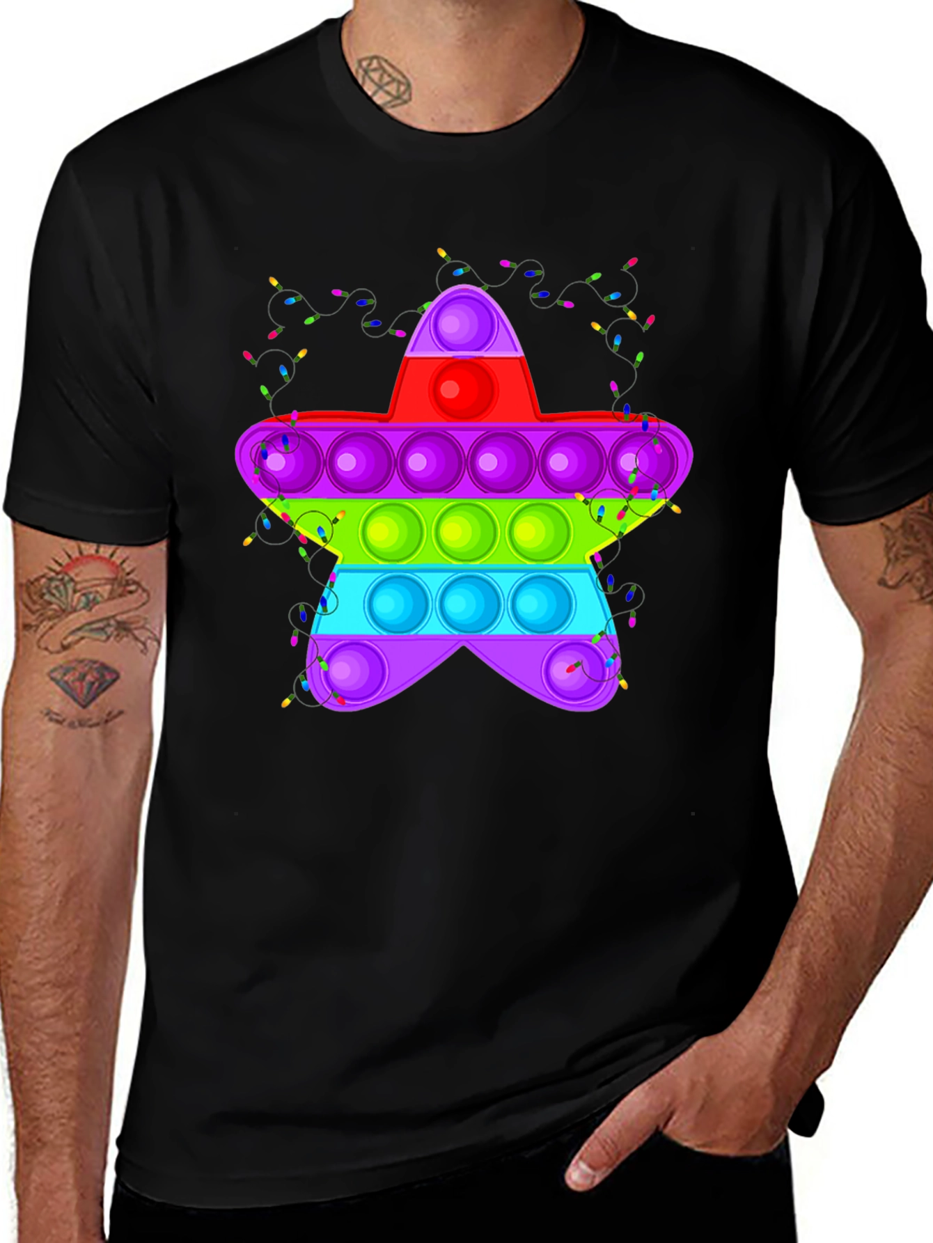 Pop It Star Black T-Shirt Novelty Graphic Tee
