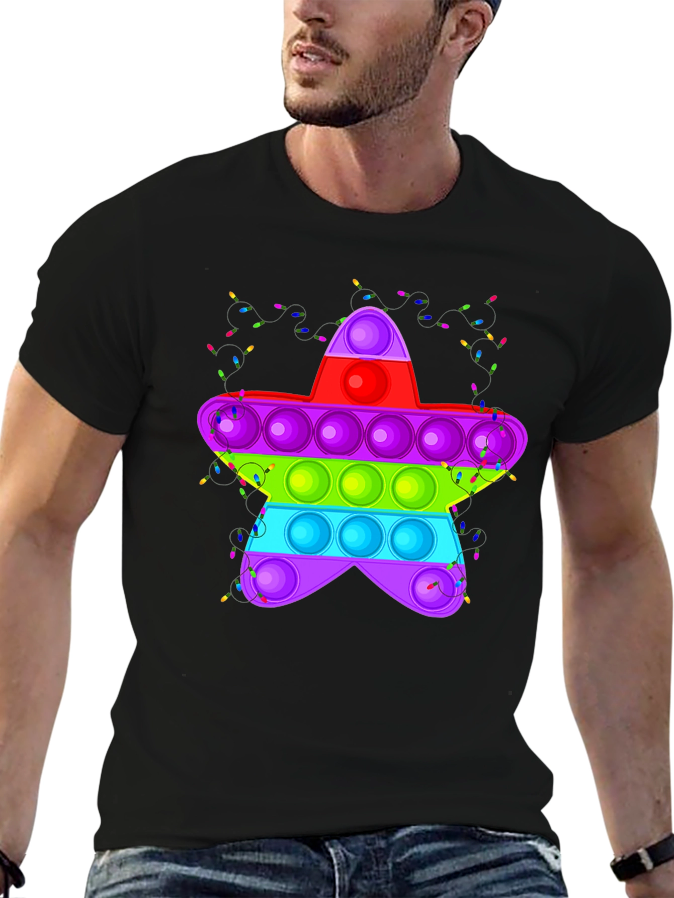 Pop It Star Black T-Shirt Novelty Graphic Tee