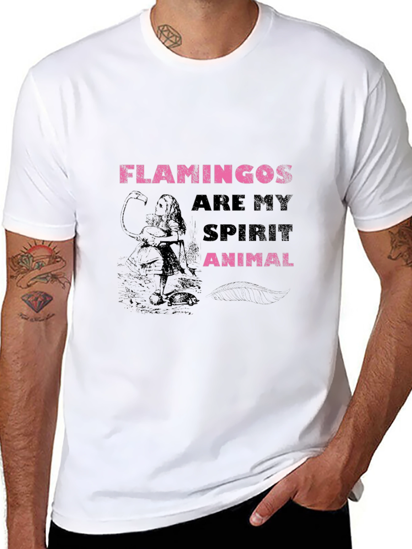Flamingo Spirit Animal Graphic Tee - Trendy Print