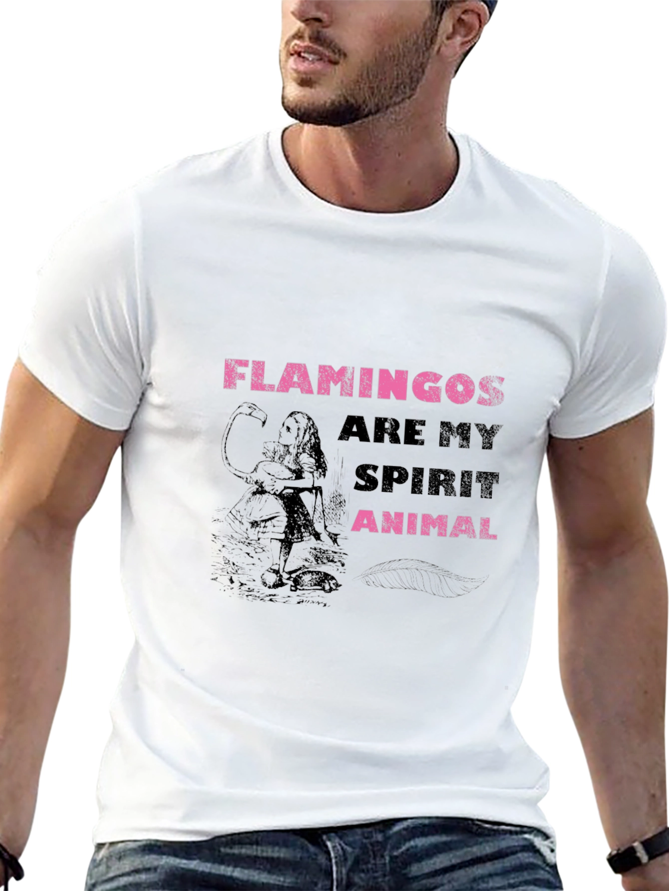 Flamingo Spirit Animal Graphic Tee - Trendy Print