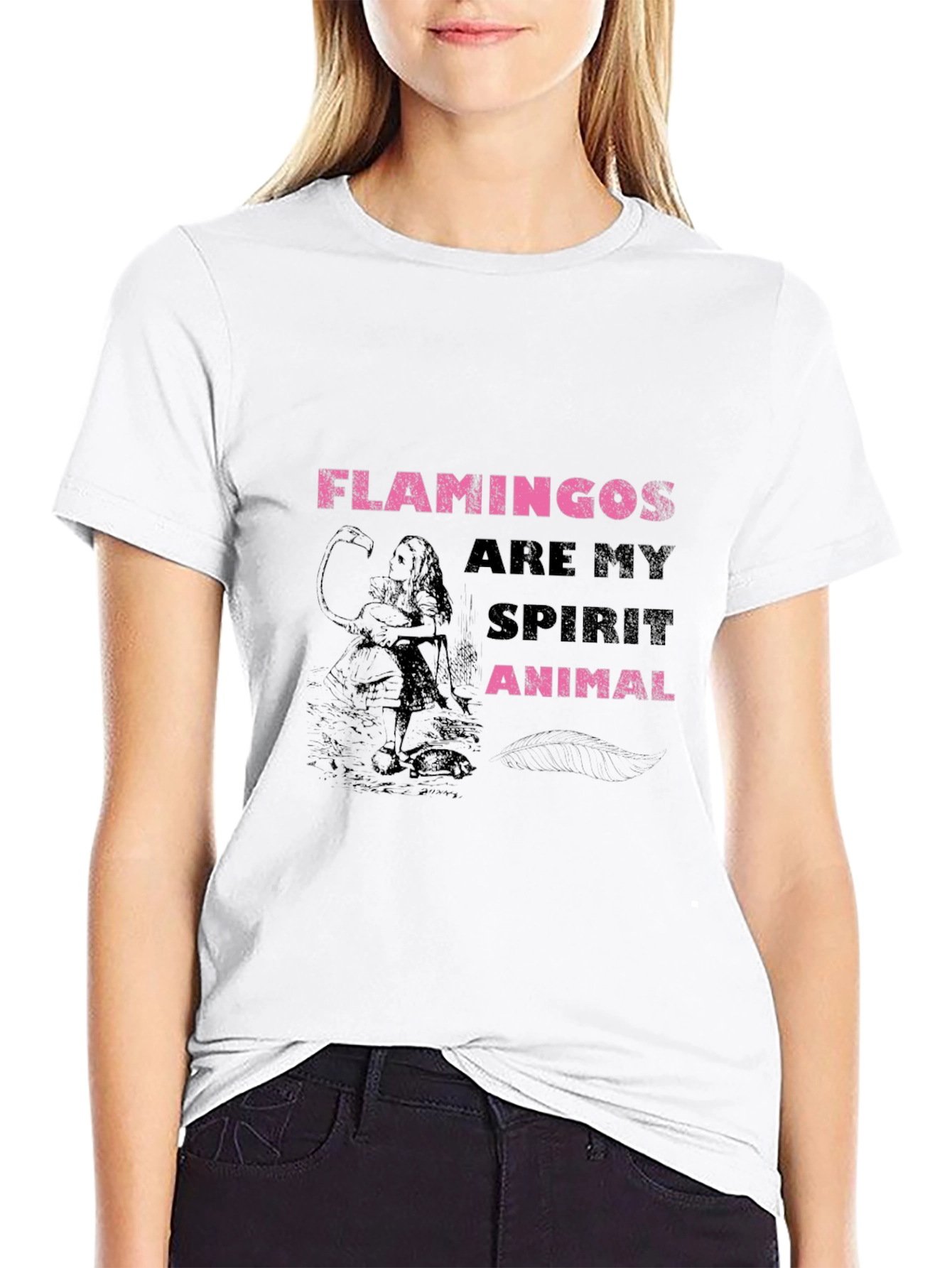Flamingo Spirit Animal Graphic Tee - Trendy Print