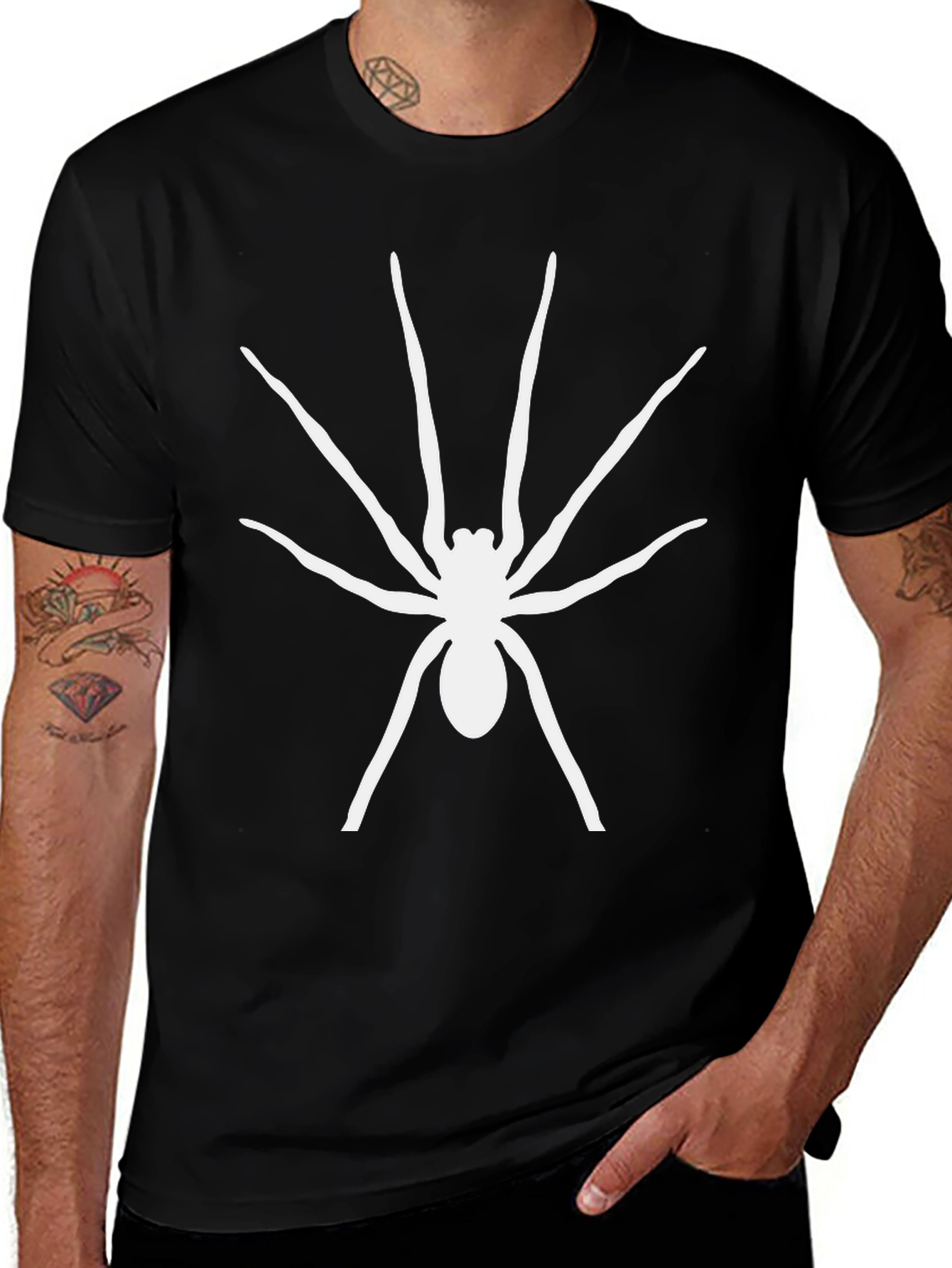 Spider Graphic Tee - Black Cotton T-Shirt