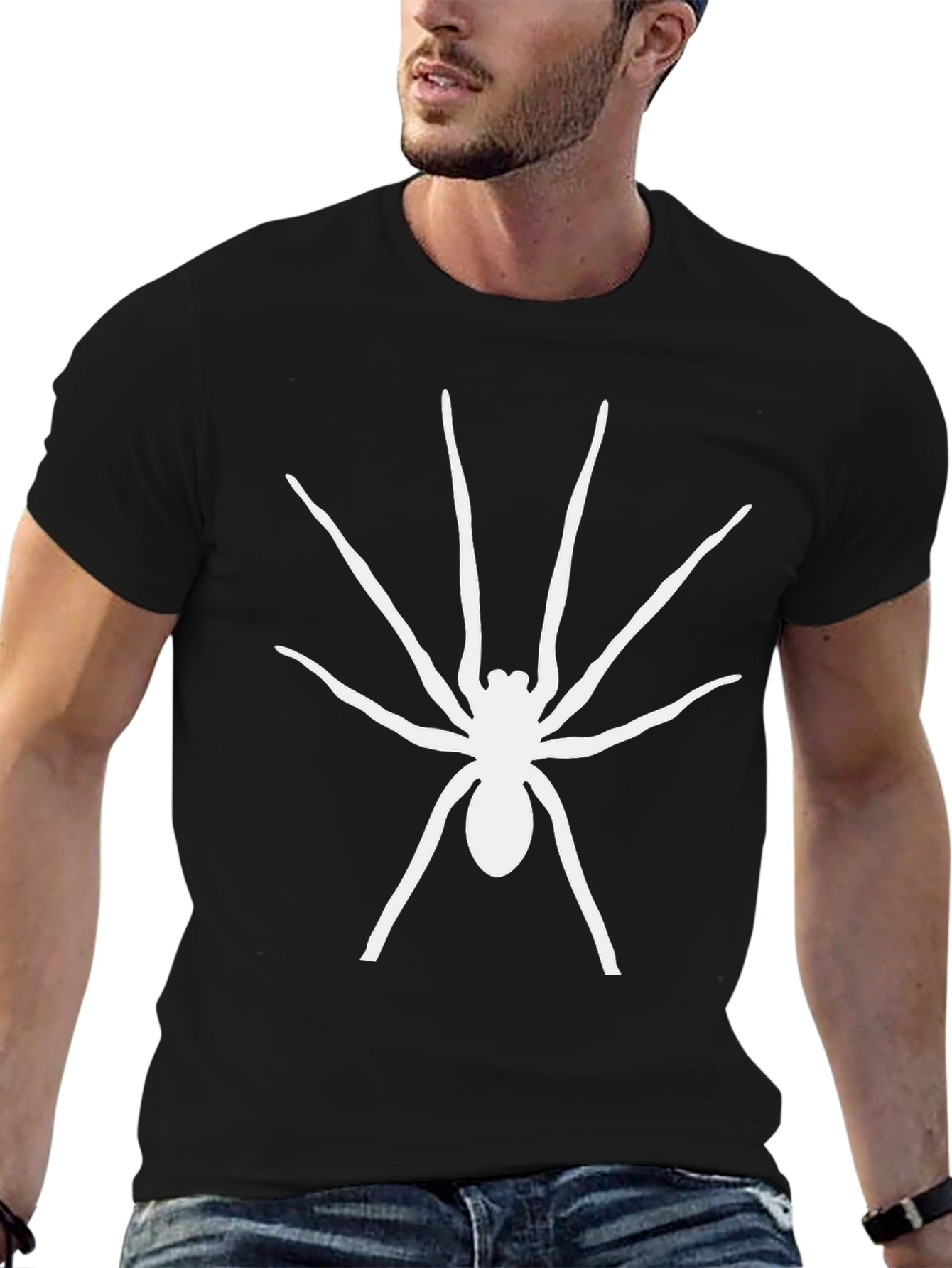 Spider Graphic Tee - Black Cotton T-Shirt