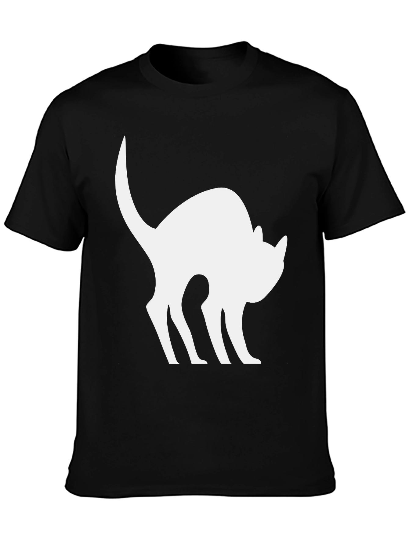 Black Cat Silhouette T-Shirt - Arched Back Design