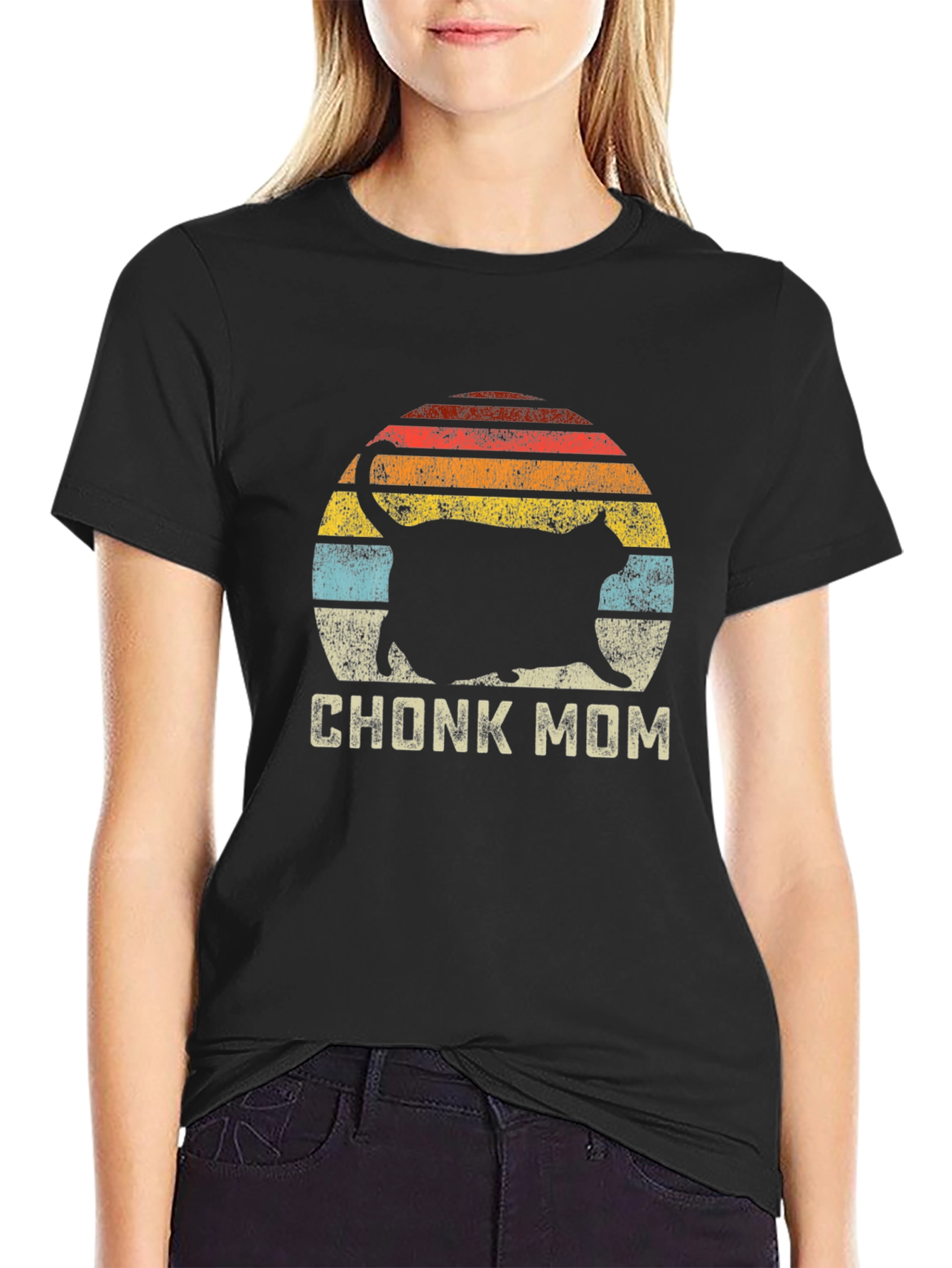 Chonk Mom Cat T-Shirt - Retro Style