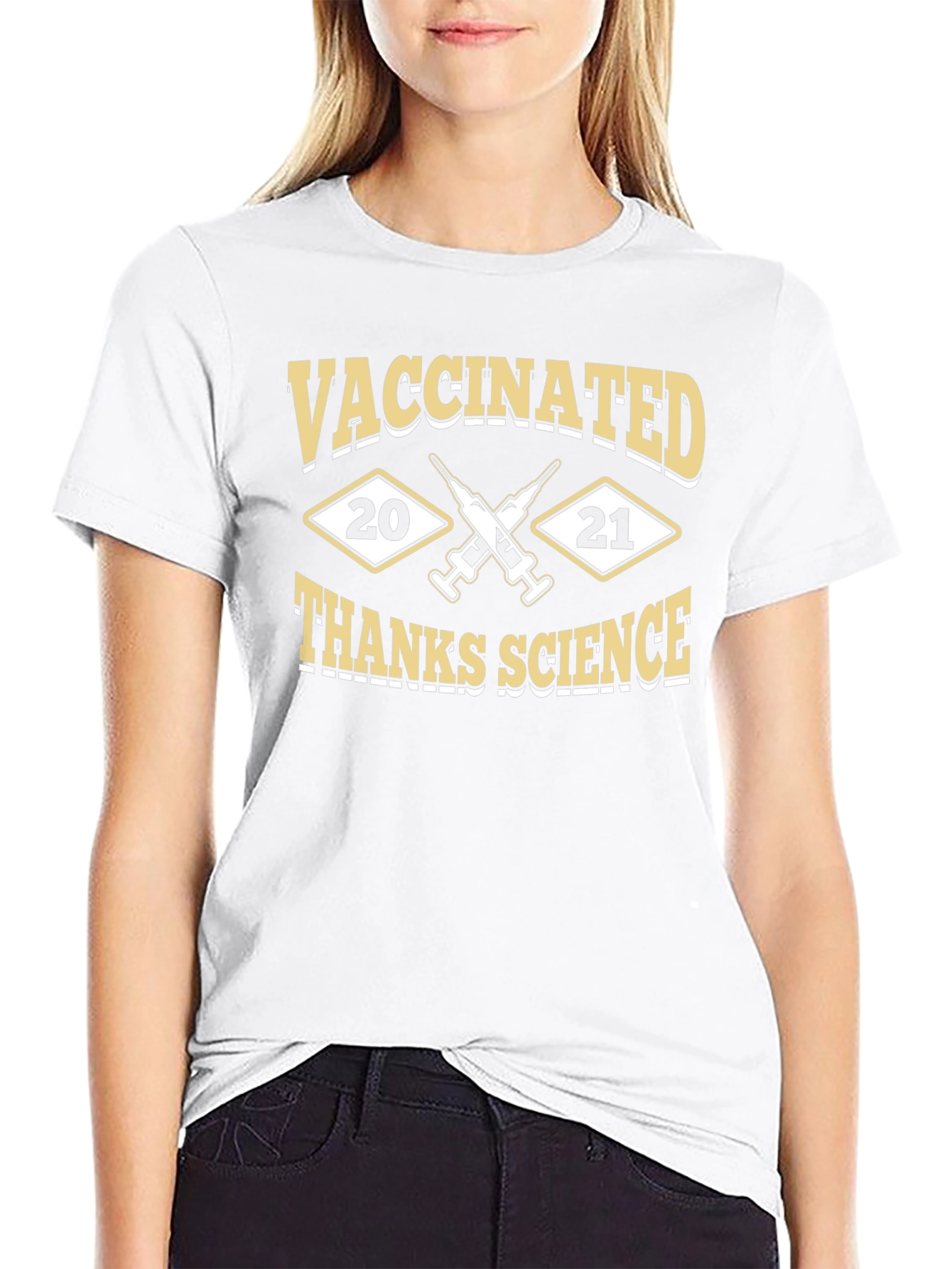 Vaccinated Thanks Science Black T-Shirt