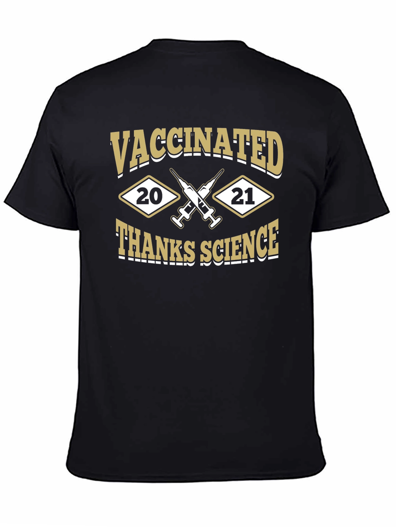 Vaccinated Thanks Science Black T-Shirt
