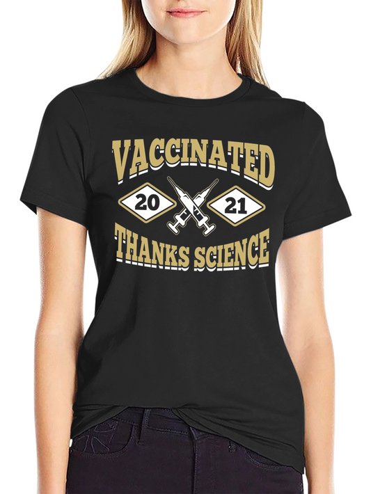 Vaccinated Thanks Science Black T-Shirt