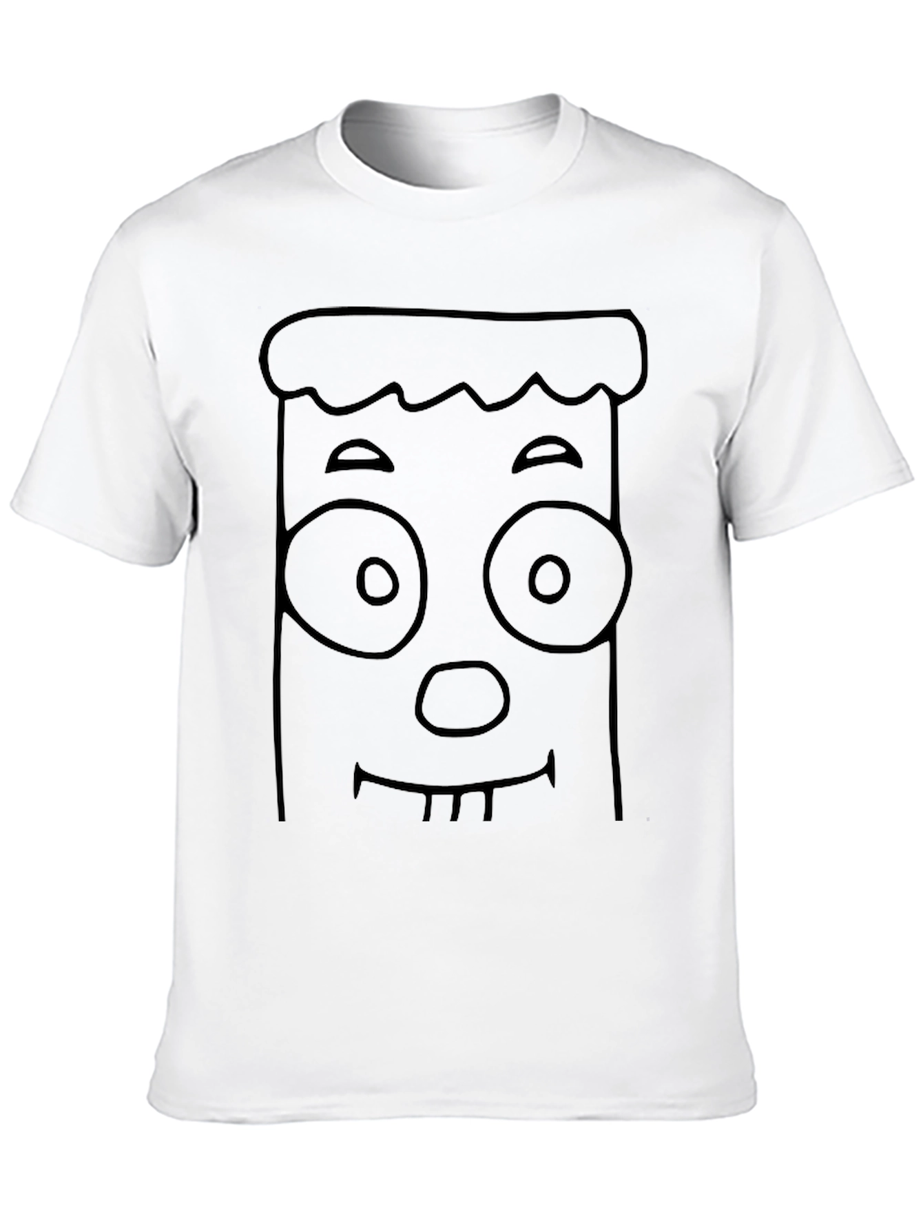 Funny Cartoon Face Graphic Black T-Shirt