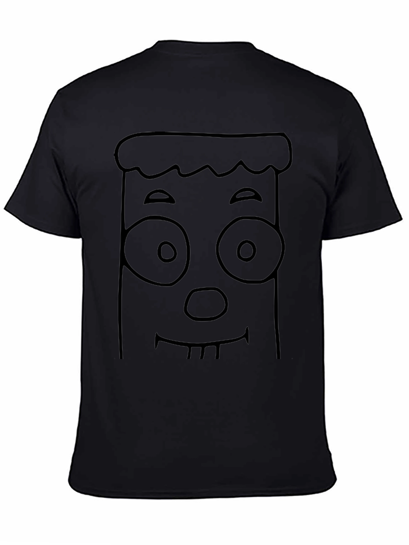 Funny Cartoon Face Graphic Black T-Shirt
