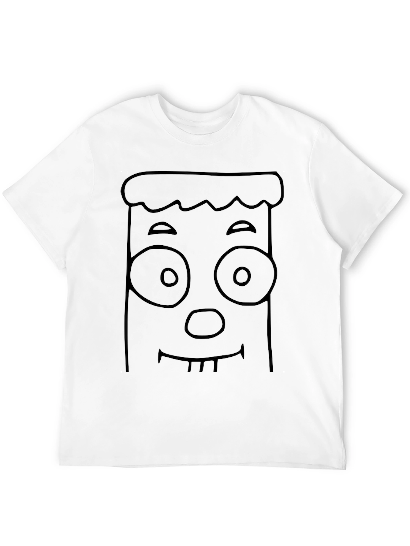 Funny Cartoon Face Graphic Black T-Shirt
