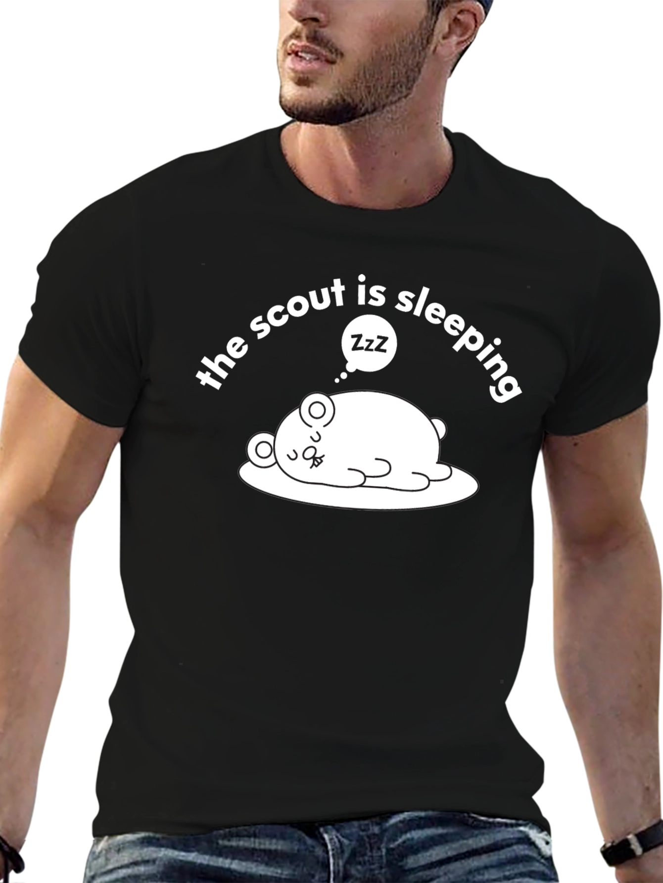 The Scout is Sleeping T-Shirt Funny Cartoon Bear