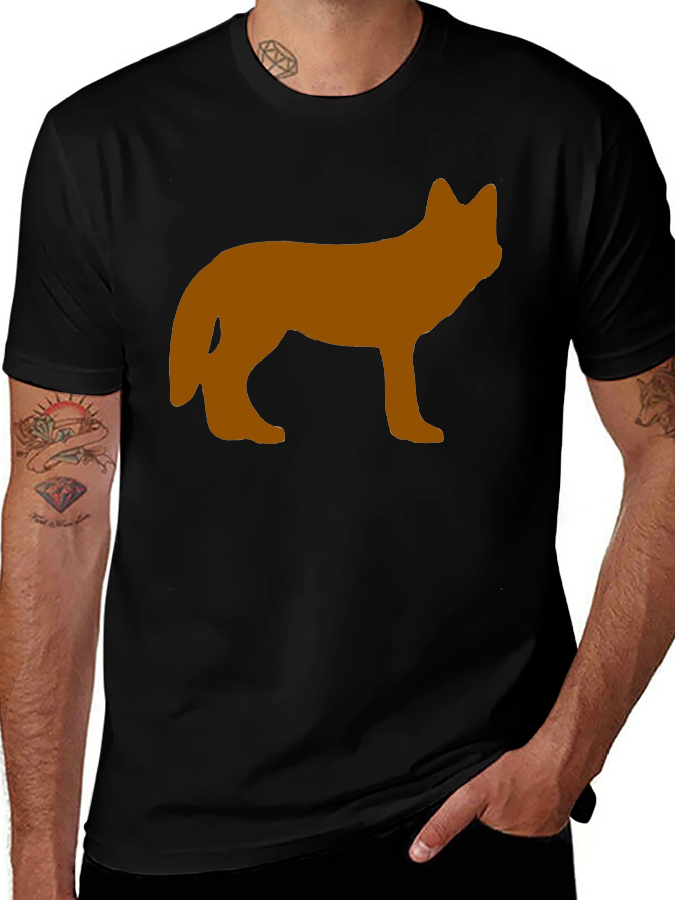 Wolf Silhouette Graphic Tee - Black