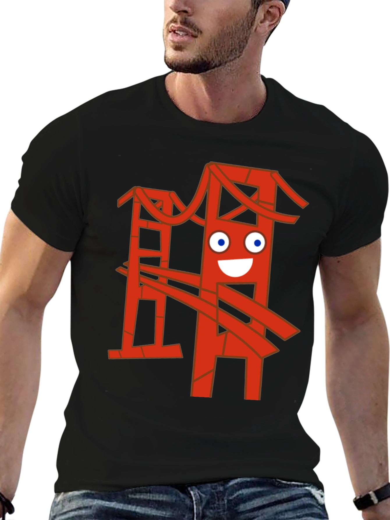 Funny Bridge Graphic T-Shirt - Black