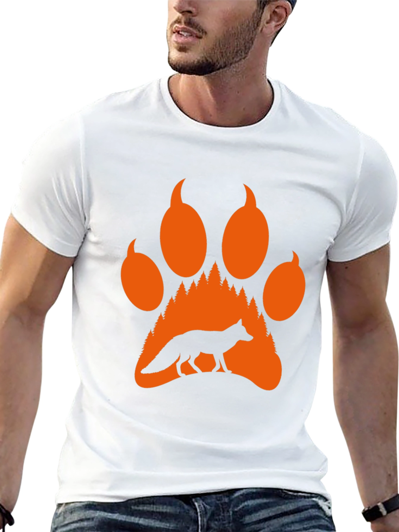 Fox Paw Print Graphic Tee - Nature Lover T-Shirt