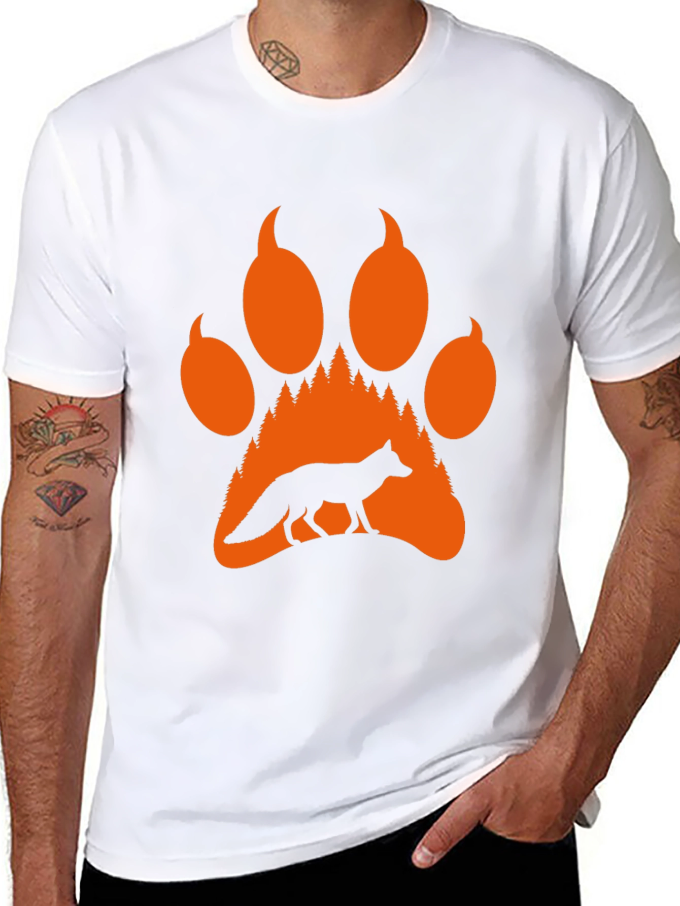 Fox Paw Print Graphic Tee - Nature Lover T-Shirt
