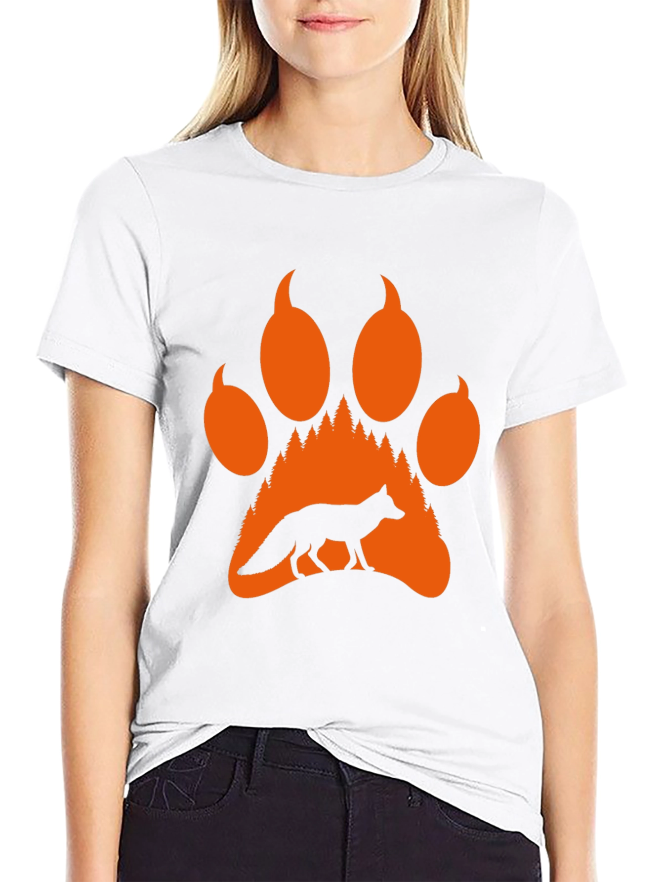 Fox Paw Print Graphic Tee - Nature Lover T-Shirt