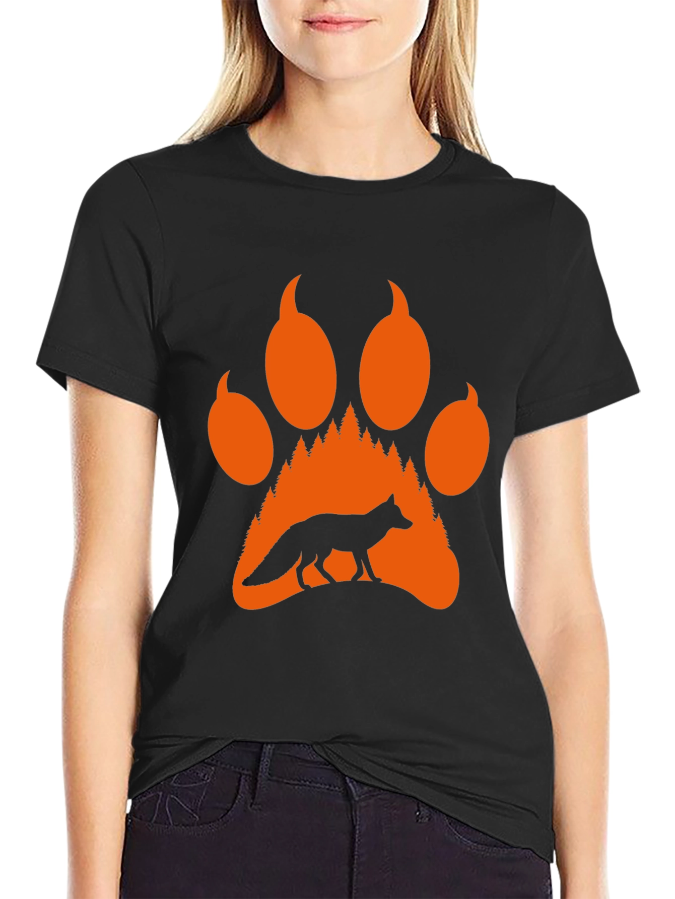 Fox Paw Print Graphic Tee - Nature Lover T-Shirt