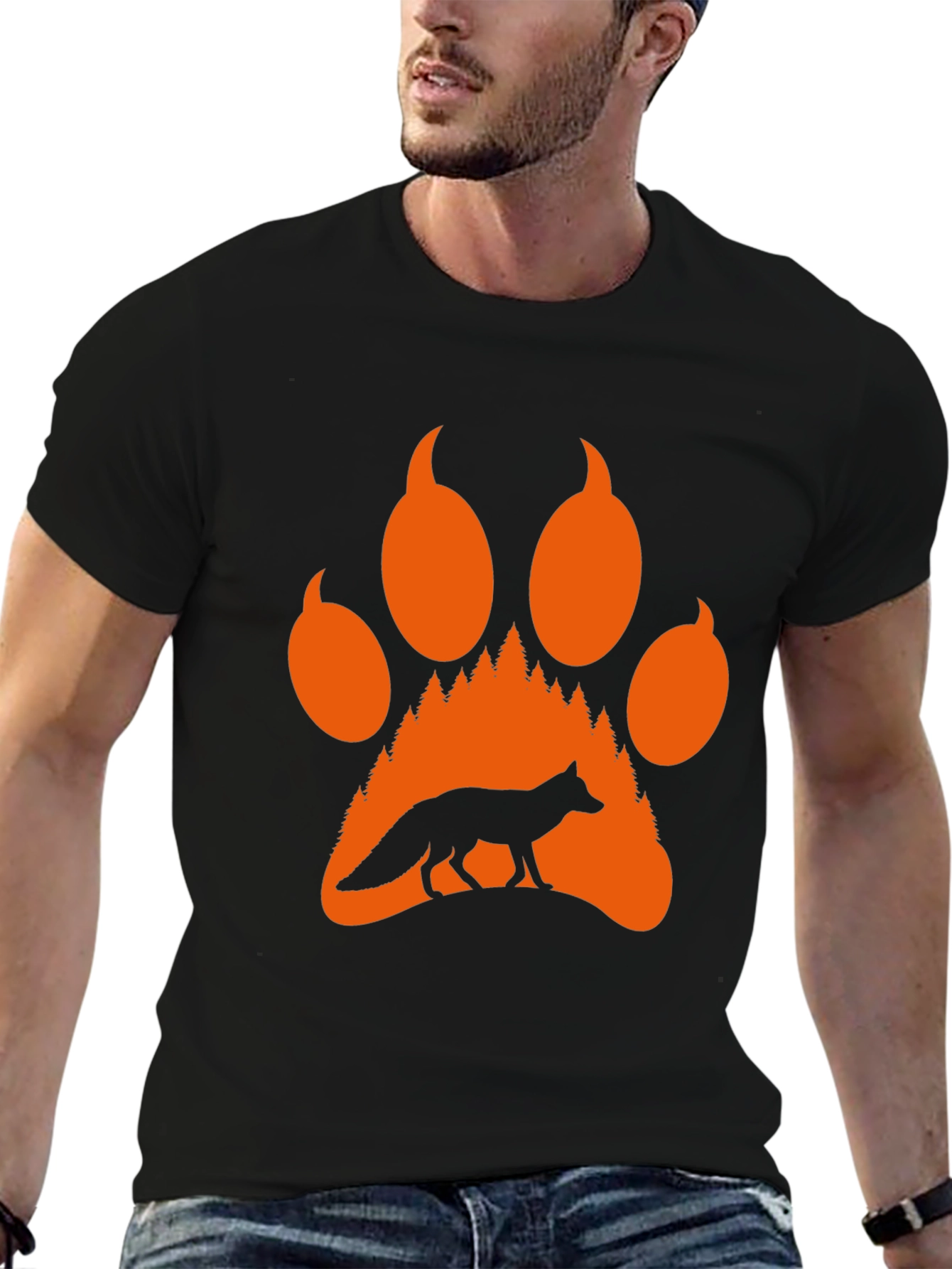 Fox Paw Print Graphic Tee - Nature Lover T-Shirt