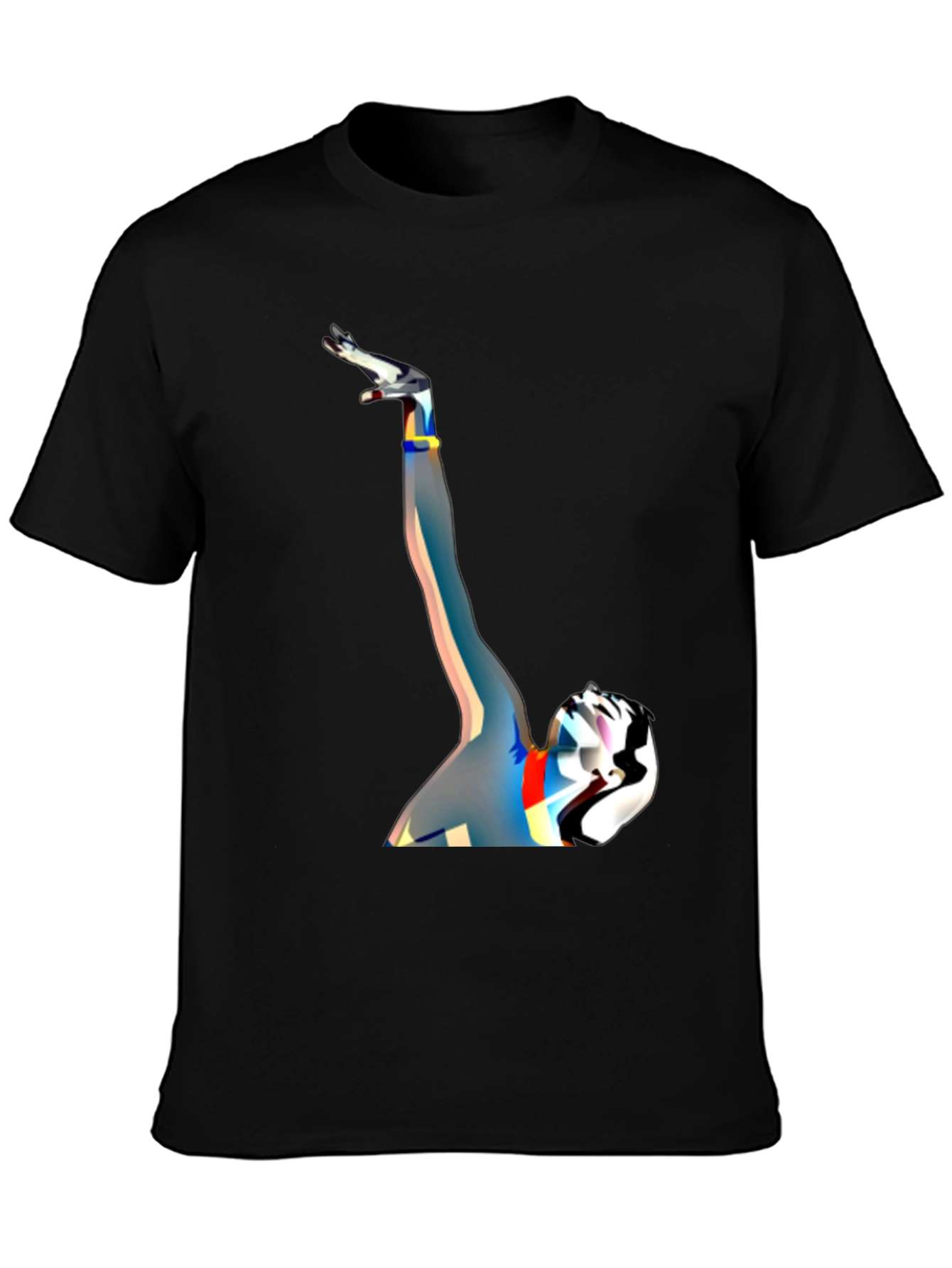 Abstract Art Graphic Tee - Black Cotton Blend
