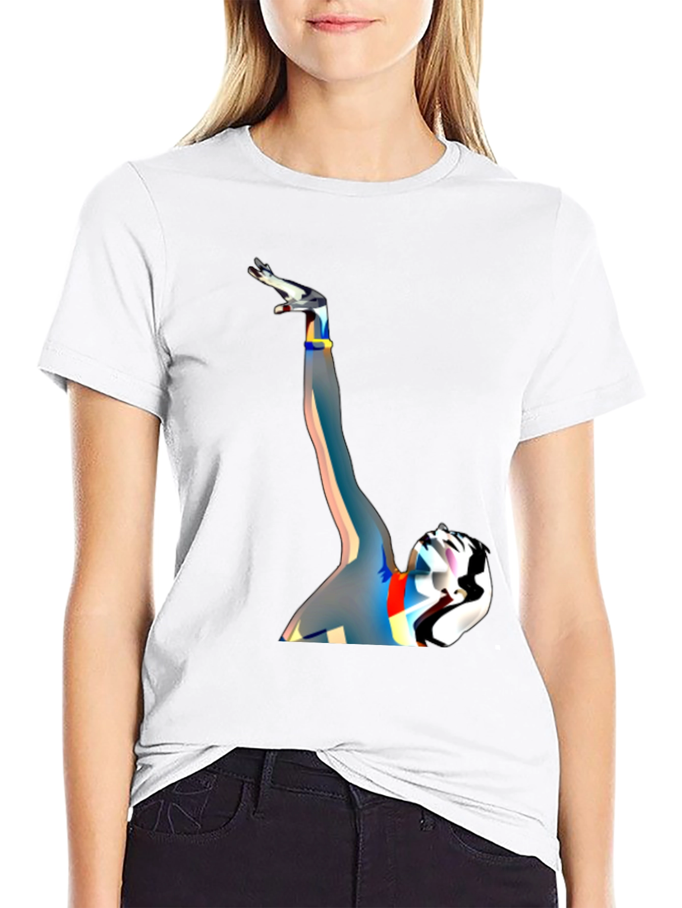 Abstract Art Graphic Tee - Black Cotton Blend