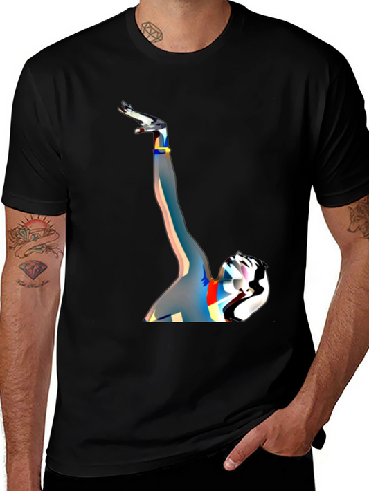 Abstract Art Graphic Tee - Black Cotton Blend