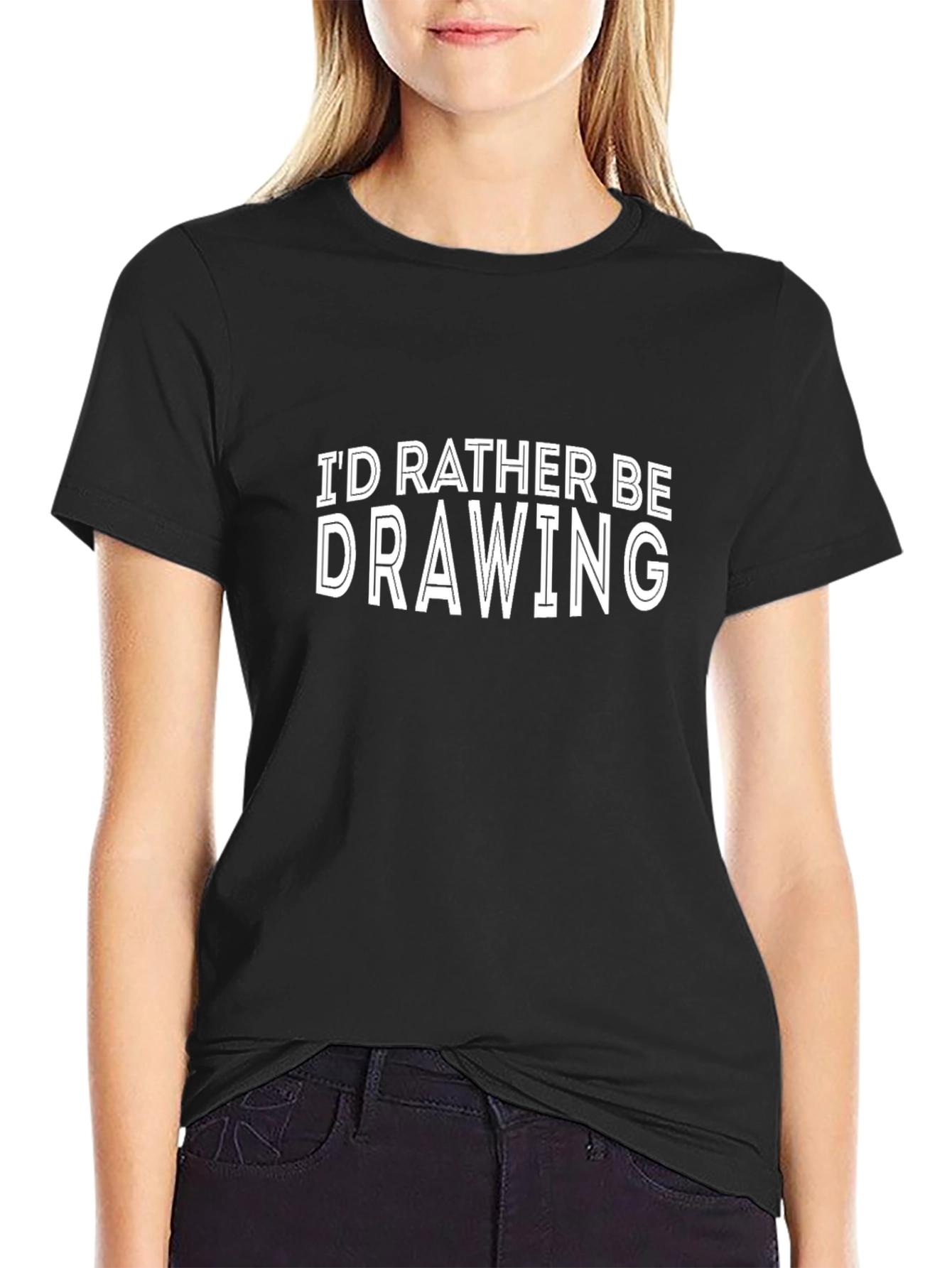 Id Rather Be Drawing Black T-Shirt