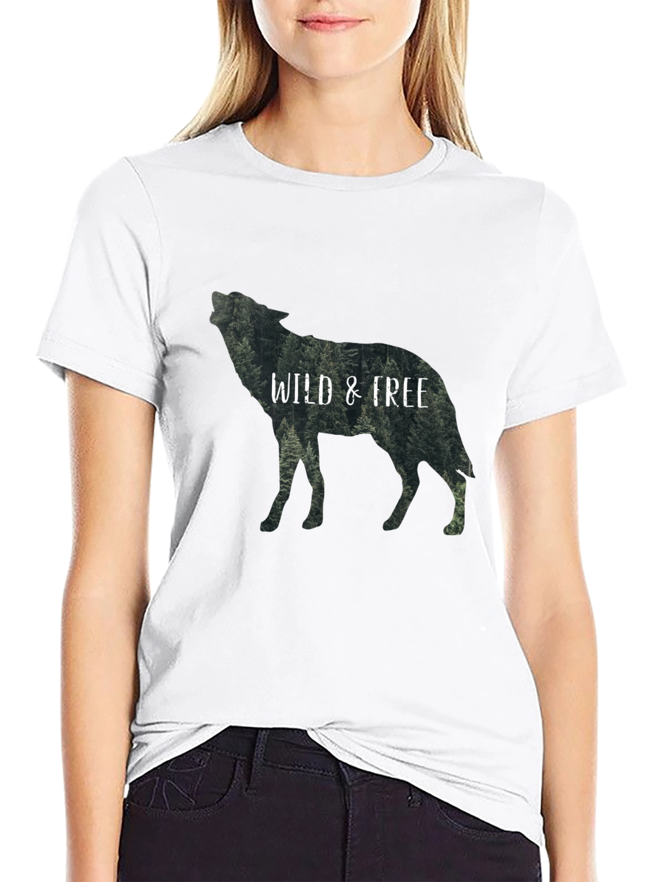 Wild & Free Wolf Graphic Black T-Shirt
