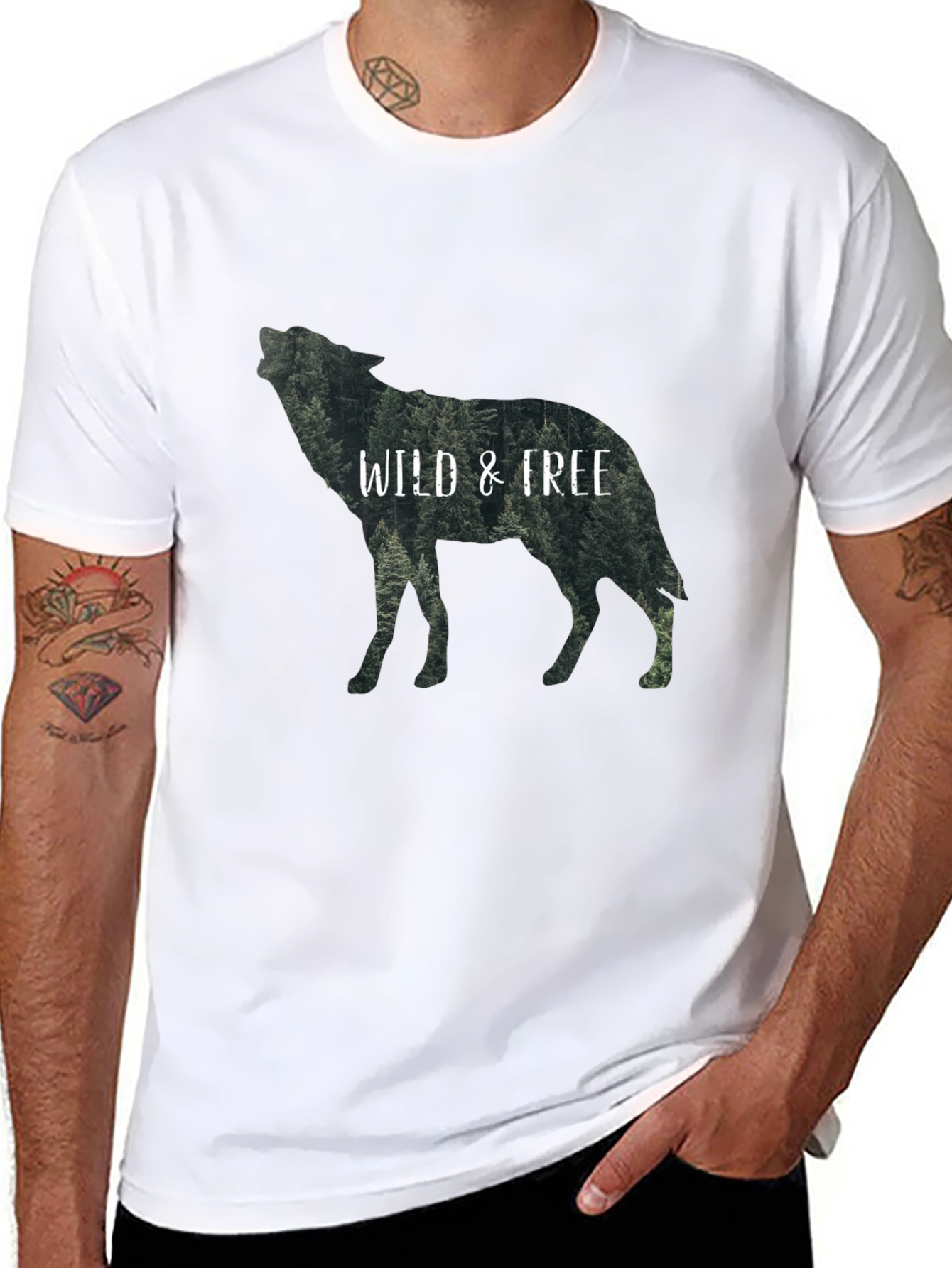Wild & Free Wolf Graphic Black T-Shirt