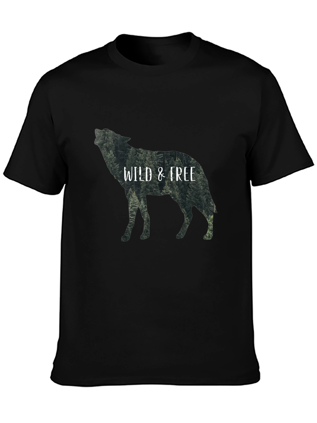 Wild & Free Wolf Graphic Black T-Shirt