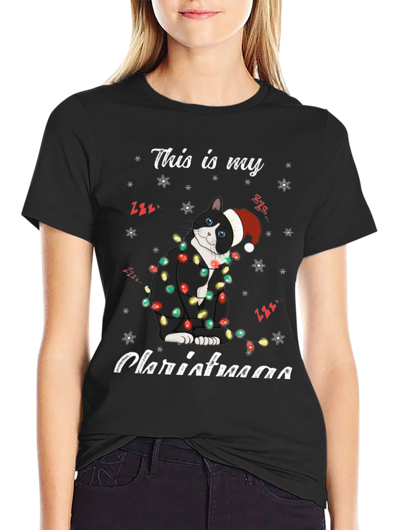 Festive Cat Christmas T-Shirt