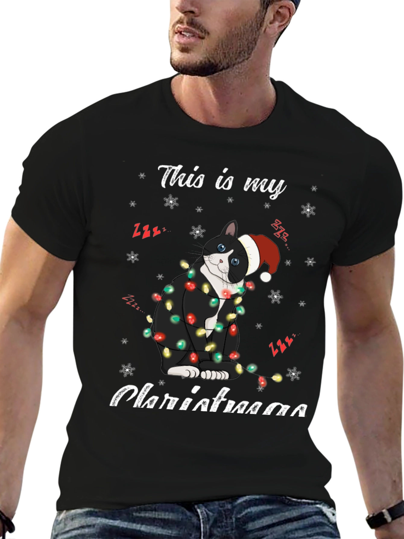 Festive Cat Christmas T-Shirt
