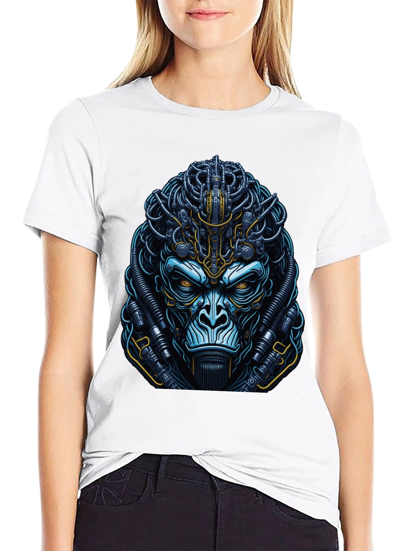 Cyber Ape Graphic T-Shirt - Futuristic Gorilla Design