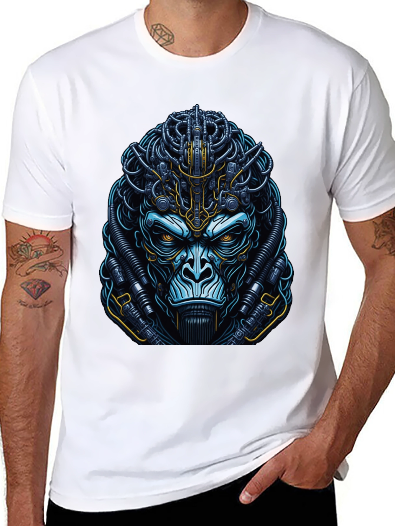 Cyber Ape Graphic T-Shirt - Futuristic Gorilla Design
