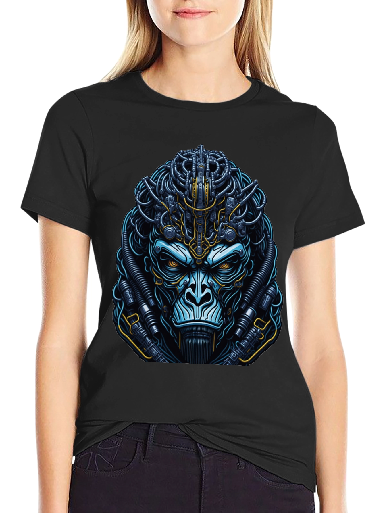 Cyber Ape Graphic T-Shirt - Futuristic Gorilla Design
