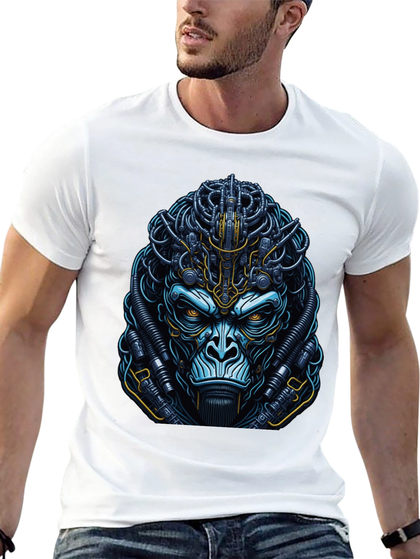 Cyber Ape Graphic T-Shirt - Futuristic Gorilla Design