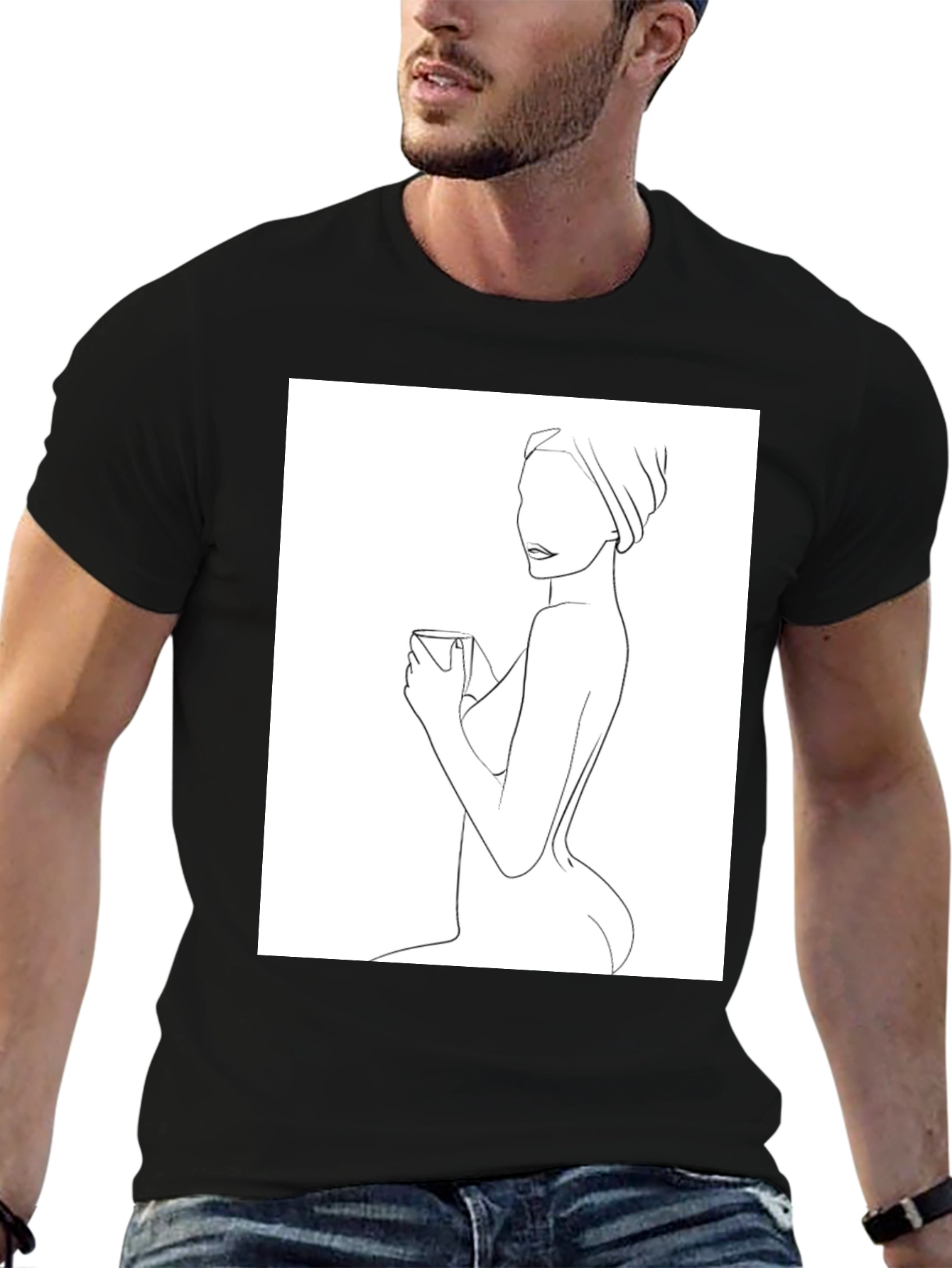 Minimalist Woman Line Art T-Shirt