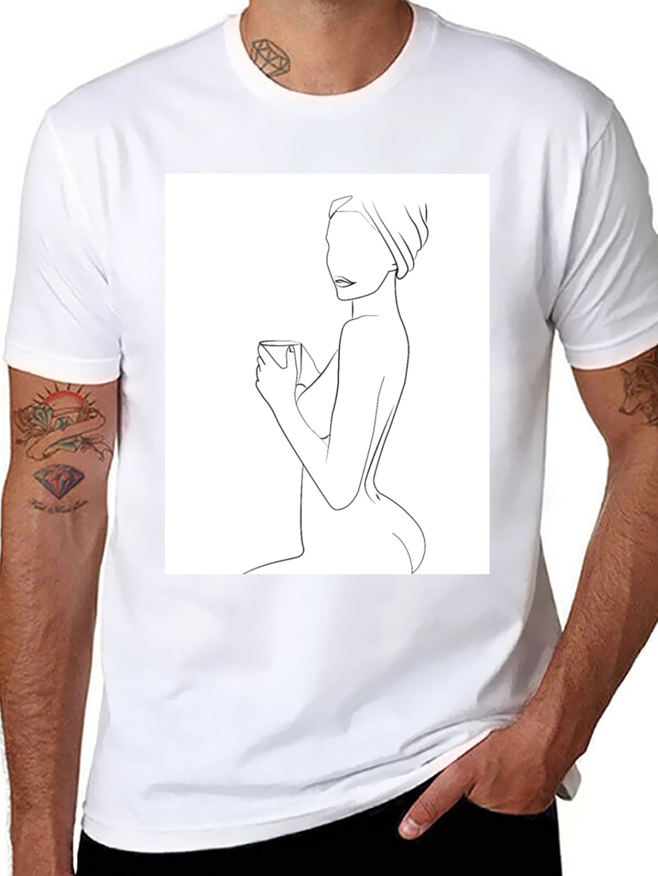 Minimalist Woman Line Art T-Shirt