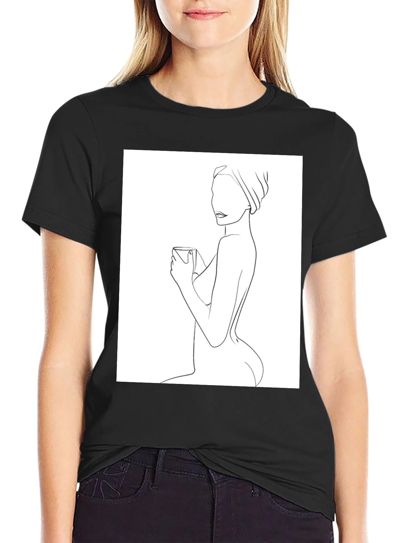 Minimalist Woman Line Art T-Shirt