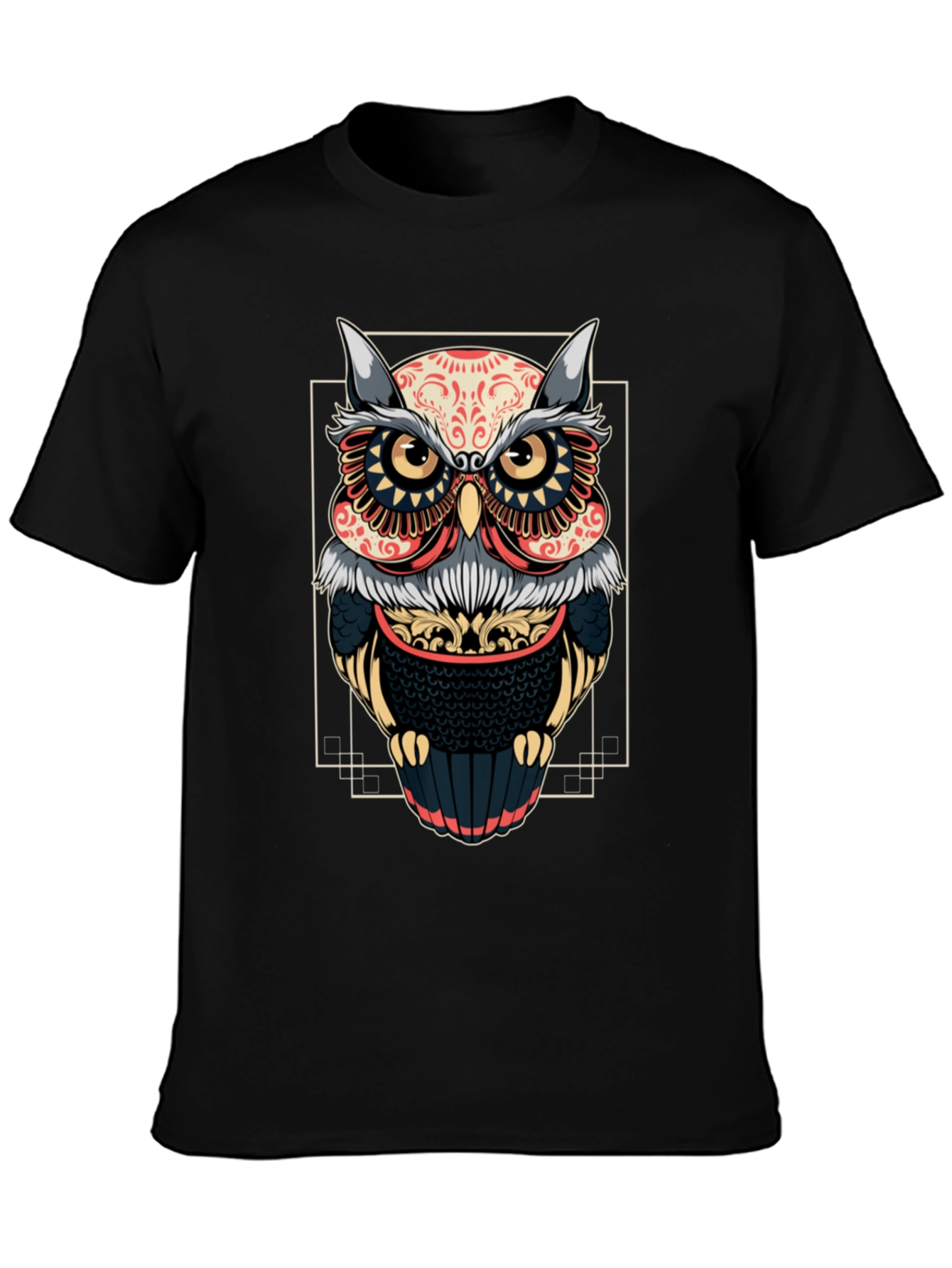 Owl Graphic Black T-Shirt - Stylish Bird Design