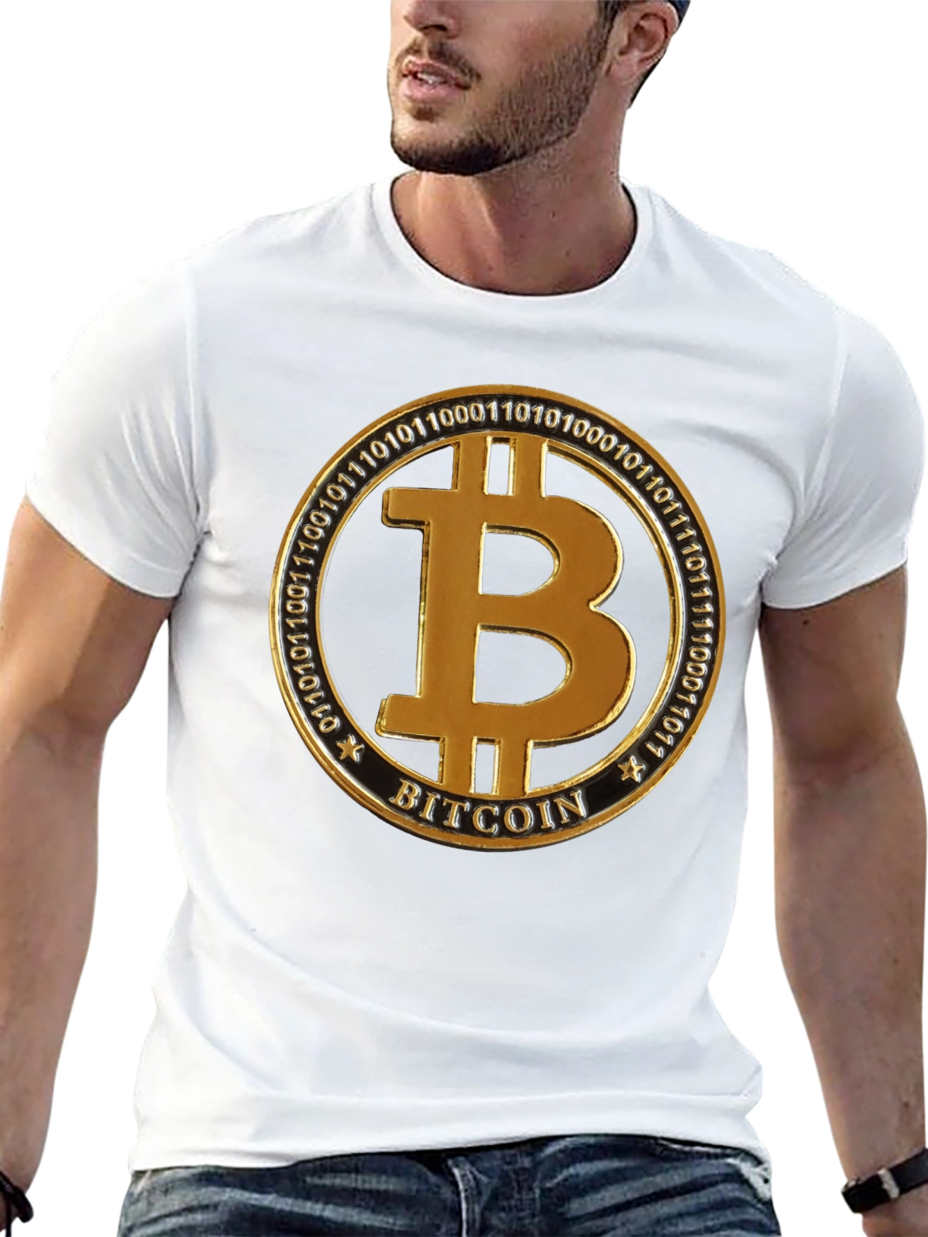 Bitcoin Golden Emblem Black T-Shirt