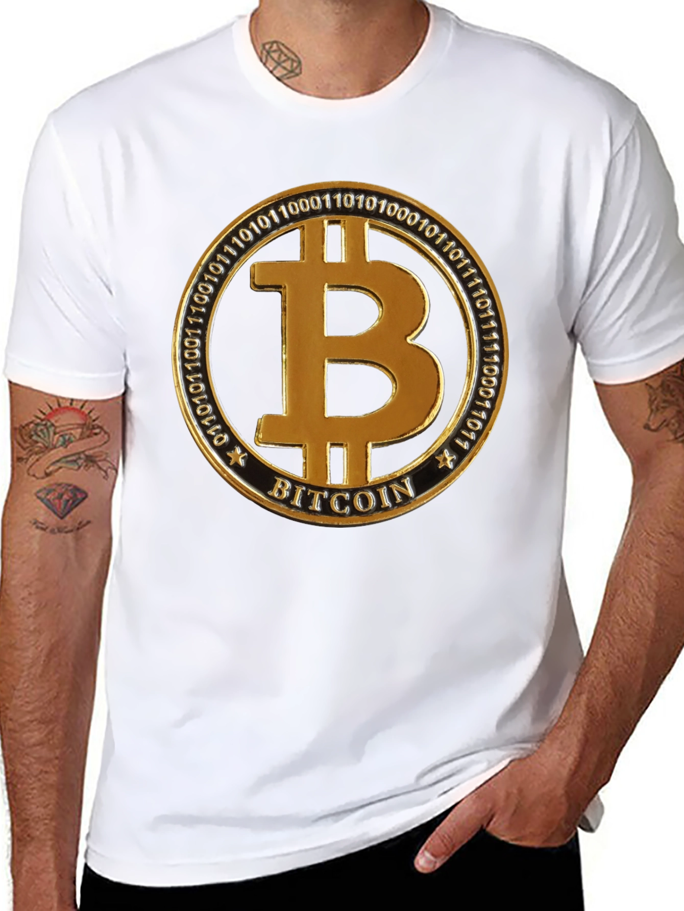 Bitcoin Golden Emblem Black T-Shirt