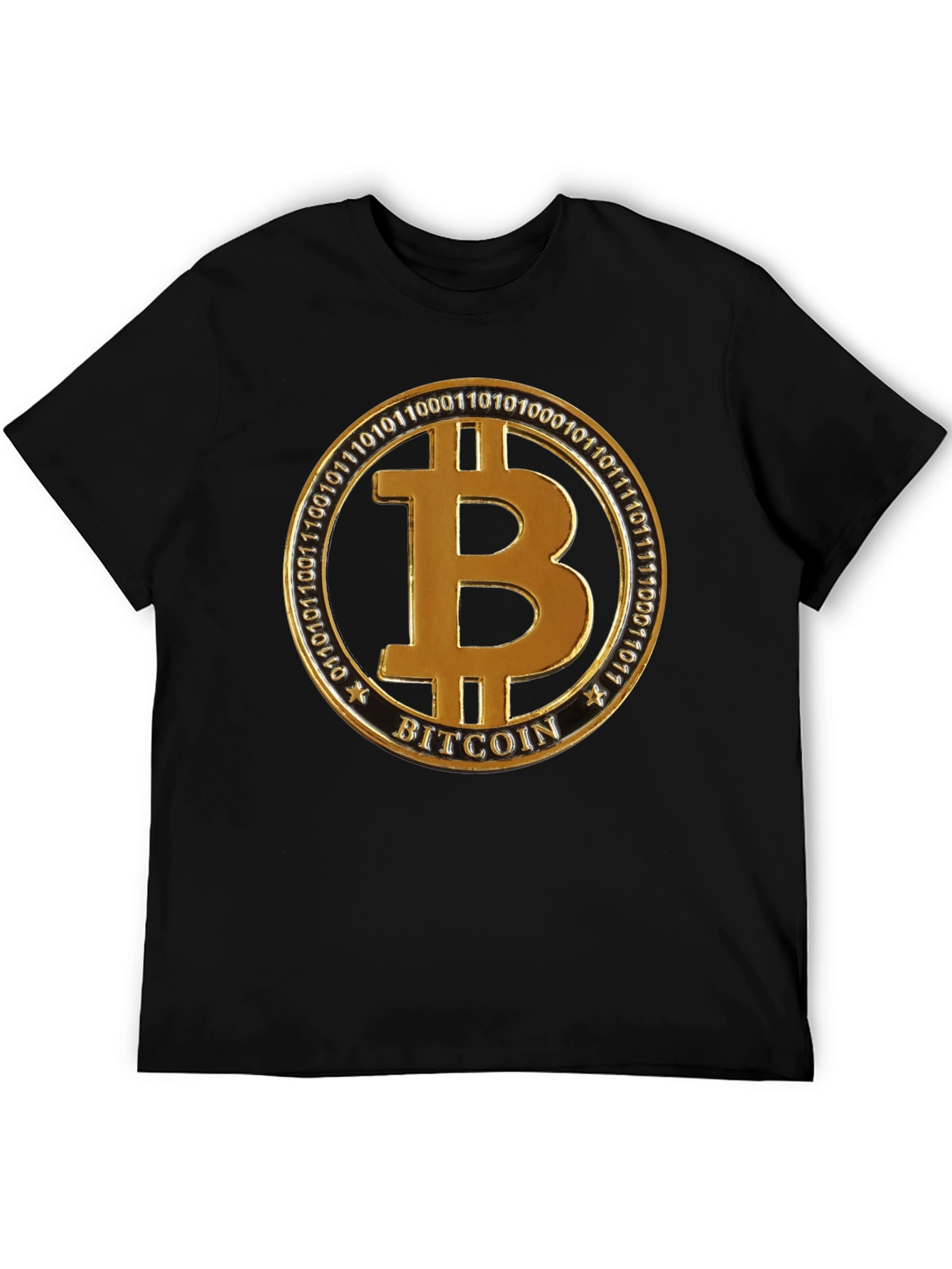 Bitcoin Golden Emblem Black T-Shirt