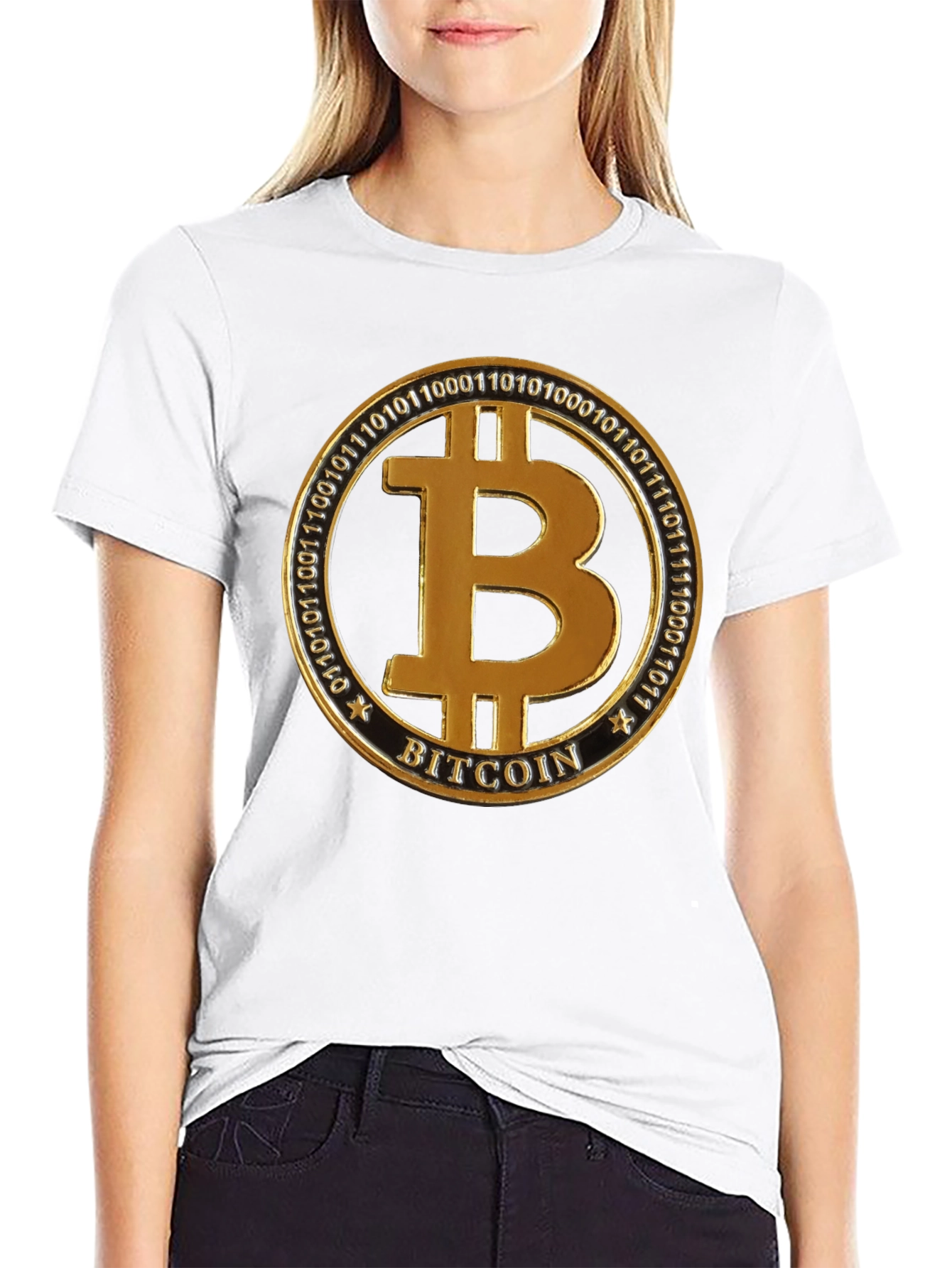 Bitcoin Golden Emblem Black T-Shirt