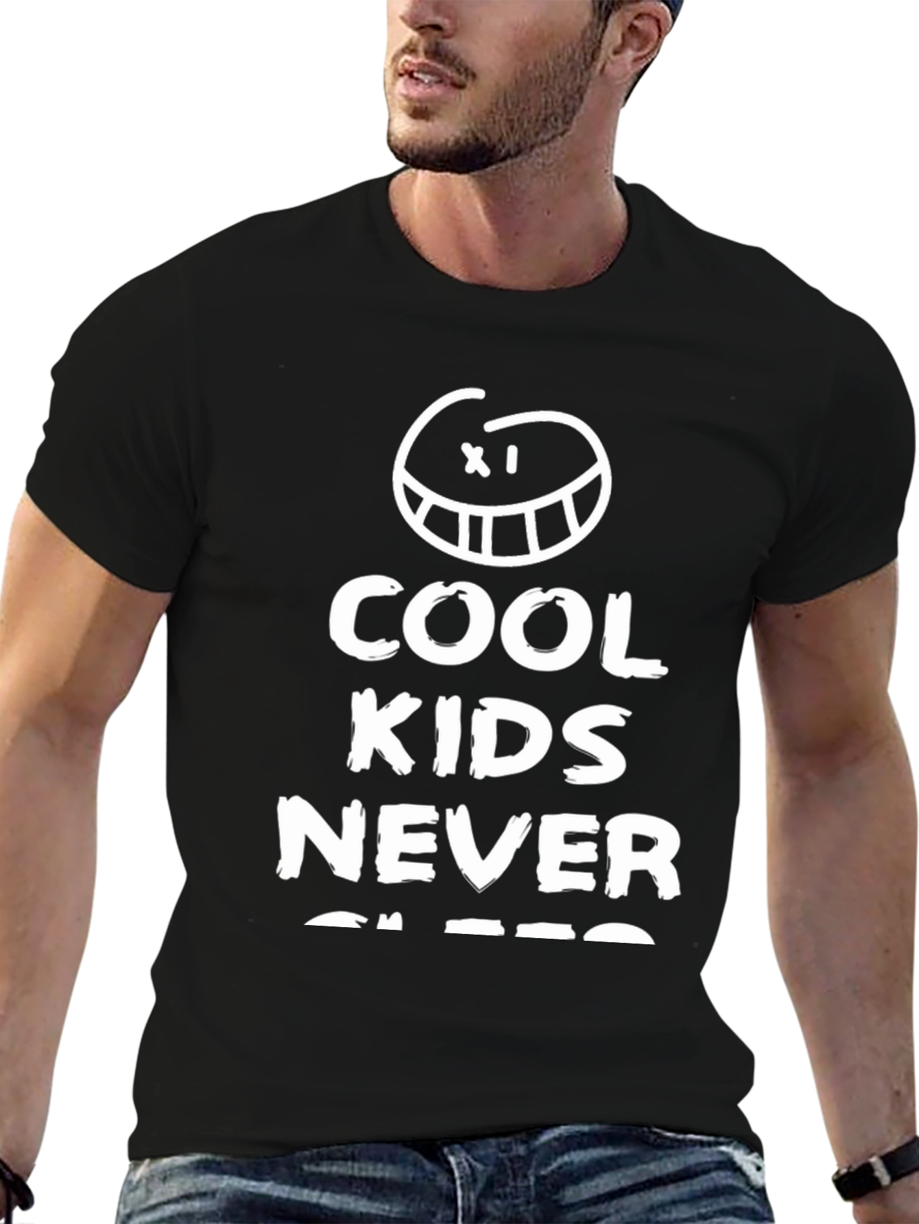 Cool Kids Never Sleep Graphic Tee - Black